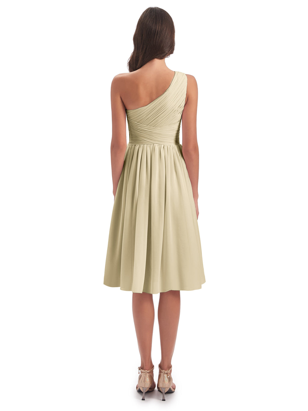 Natalie Knee Length One Shoulder Chiffon Bridesmaid Dresses