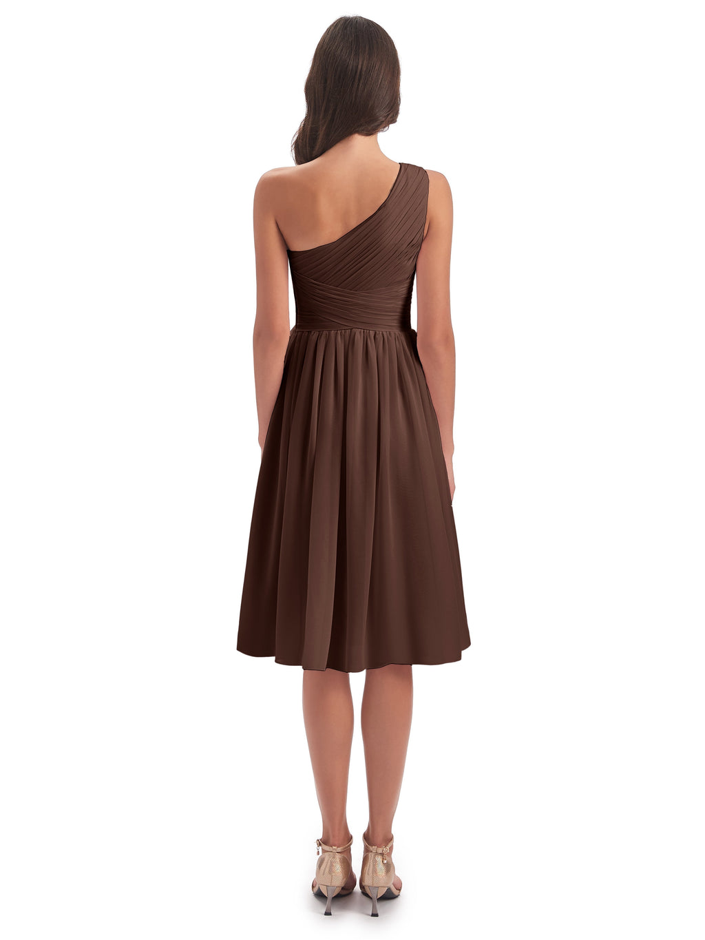 Natalie Knee Length One Shoulder Chiffon Bridesmaid Dresses