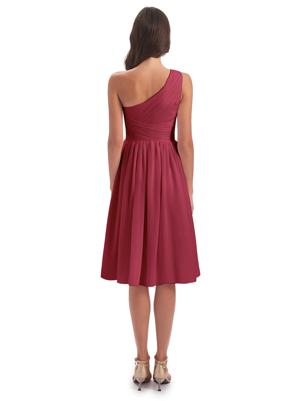 Natalie Knee Length One Shoulder Chiffon Bridesmaid Dresses