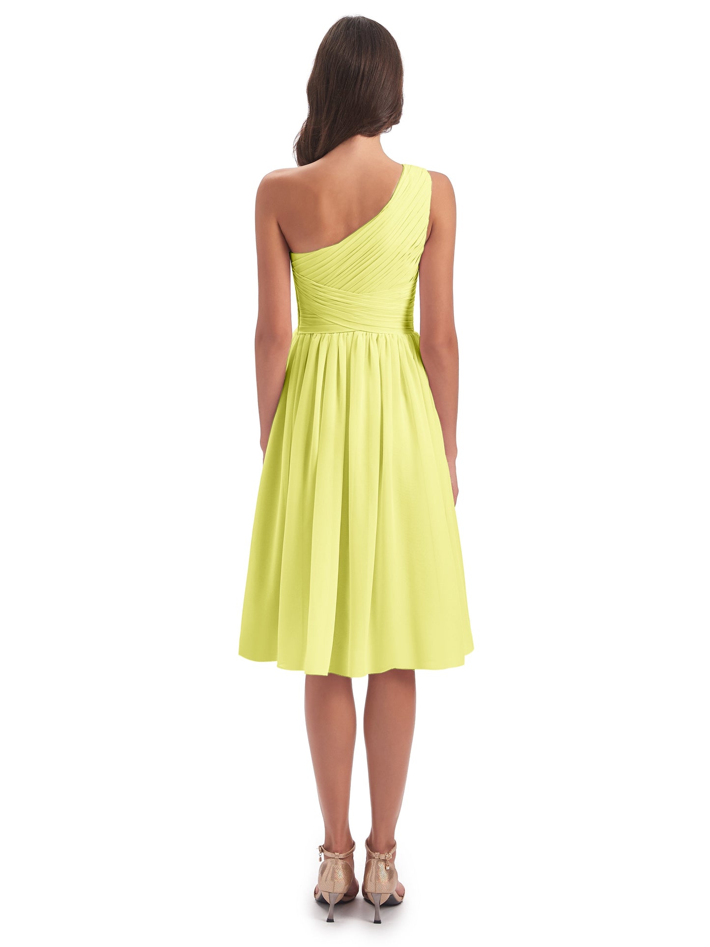 Natalie Knee Length One Shoulder Chiffon Bridesmaid Dresses