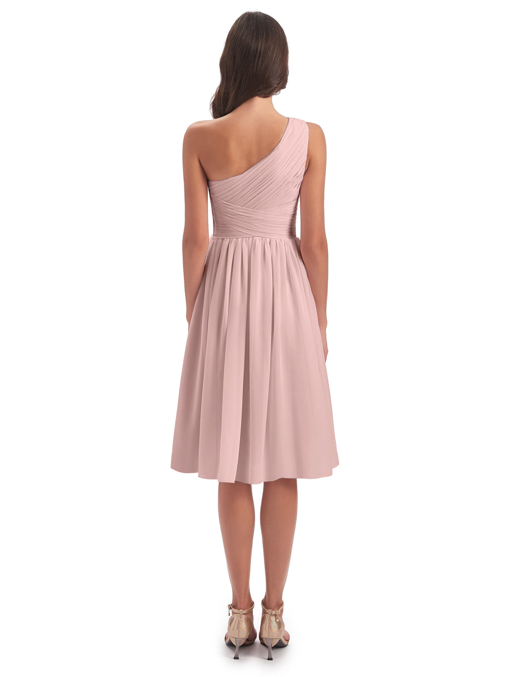 Natalie Knee Length One Shoulder Chiffon Bridesmaid Dresses