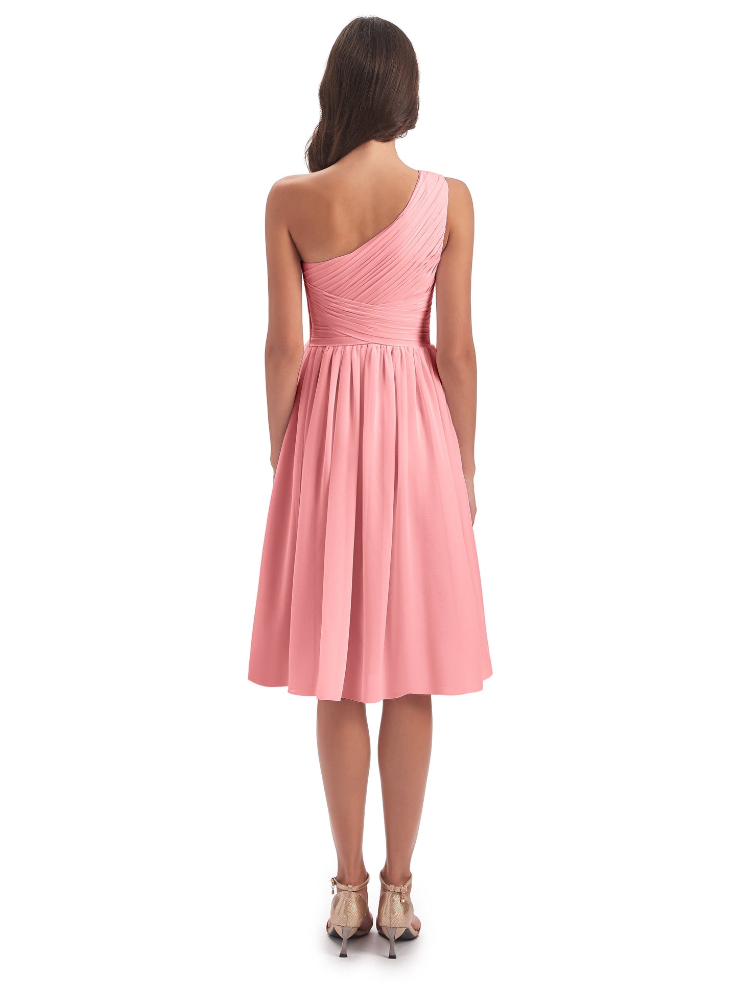Natalie Knee Length One Shoulder Chiffon Bridesmaid Dresses