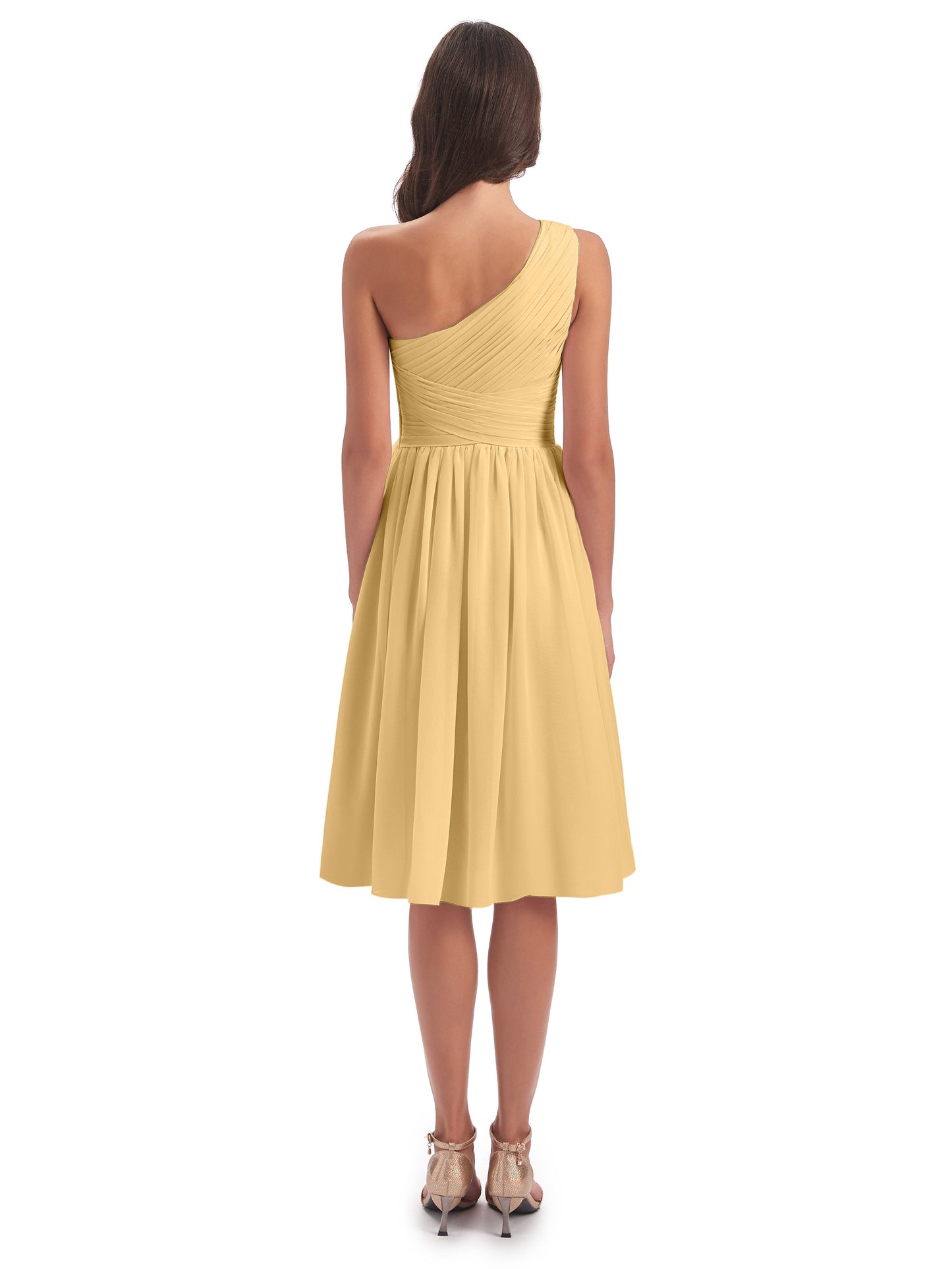 Natalie Knee Length One Shoulder Chiffon Bridesmaid Dresses