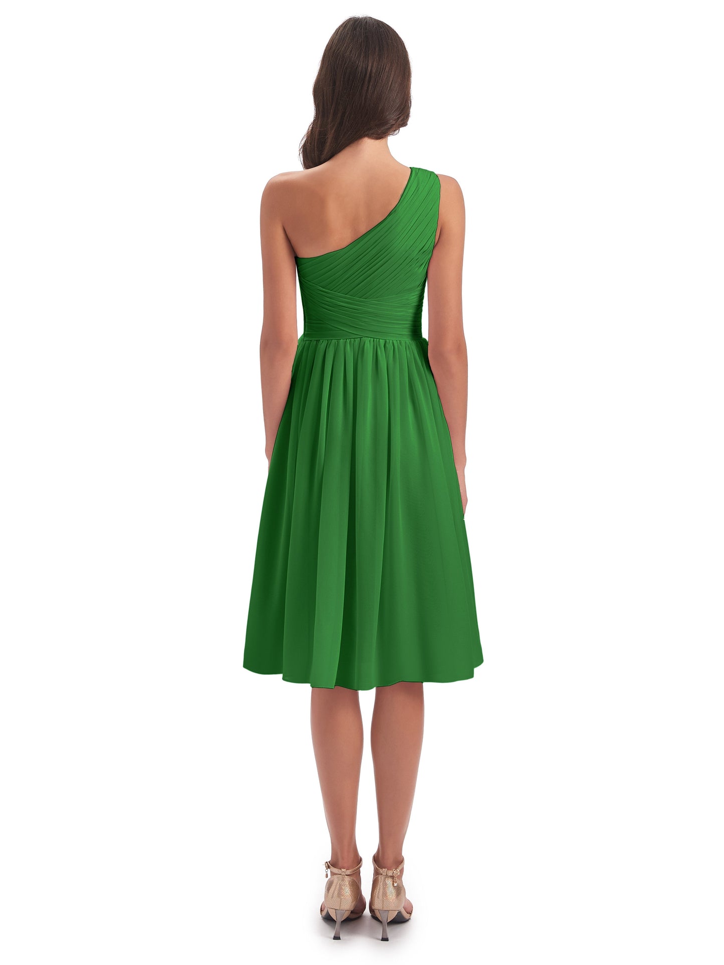 Natalie Knee Length One Shoulder Chiffon Bridesmaid Dresses