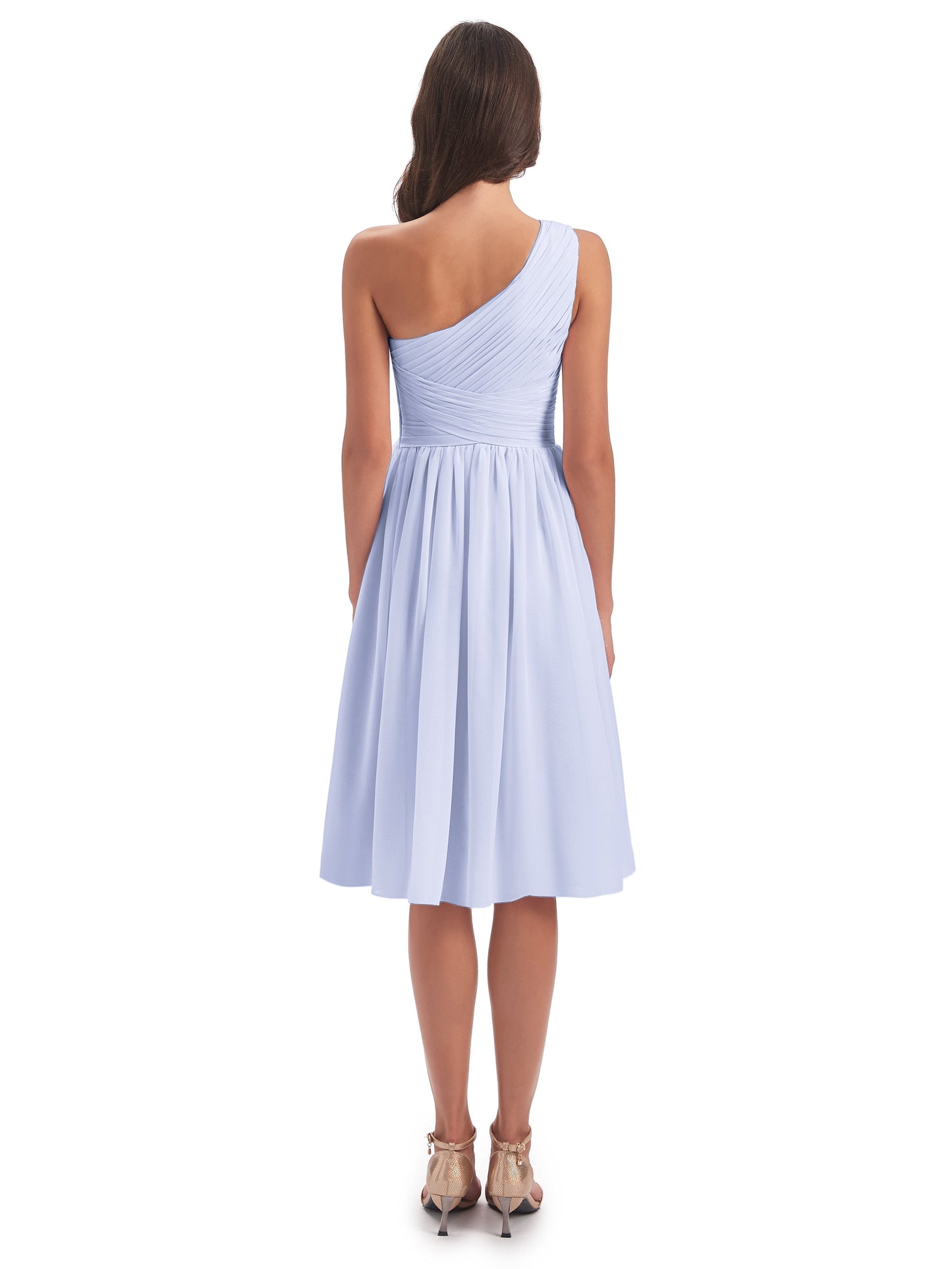 Natalie Knee Length One Shoulder Chiffon Bridesmaid Dresses