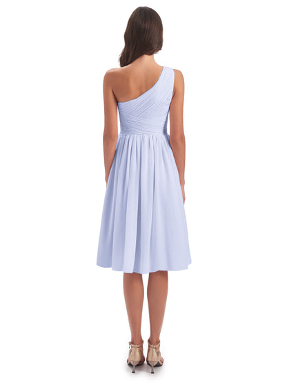 Natalie Knee Length One Shoulder Chiffon Bridesmaid Dresses