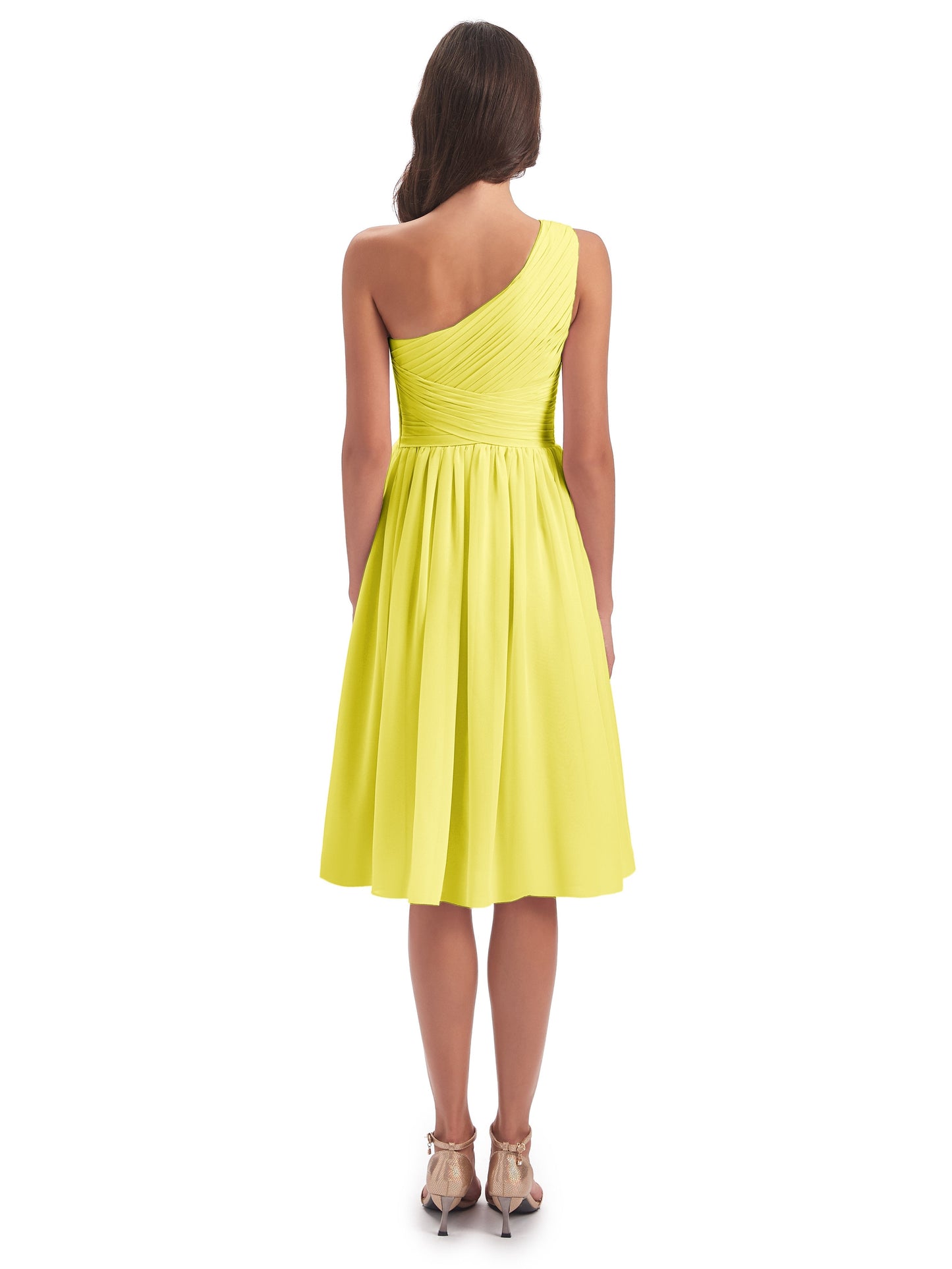 Natalie Knee Length One Shoulder Chiffon Bridesmaid Dresses