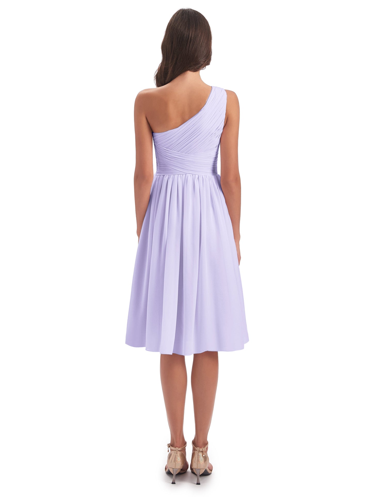 Natalie Knee Length One Shoulder Chiffon Bridesmaid Dresses