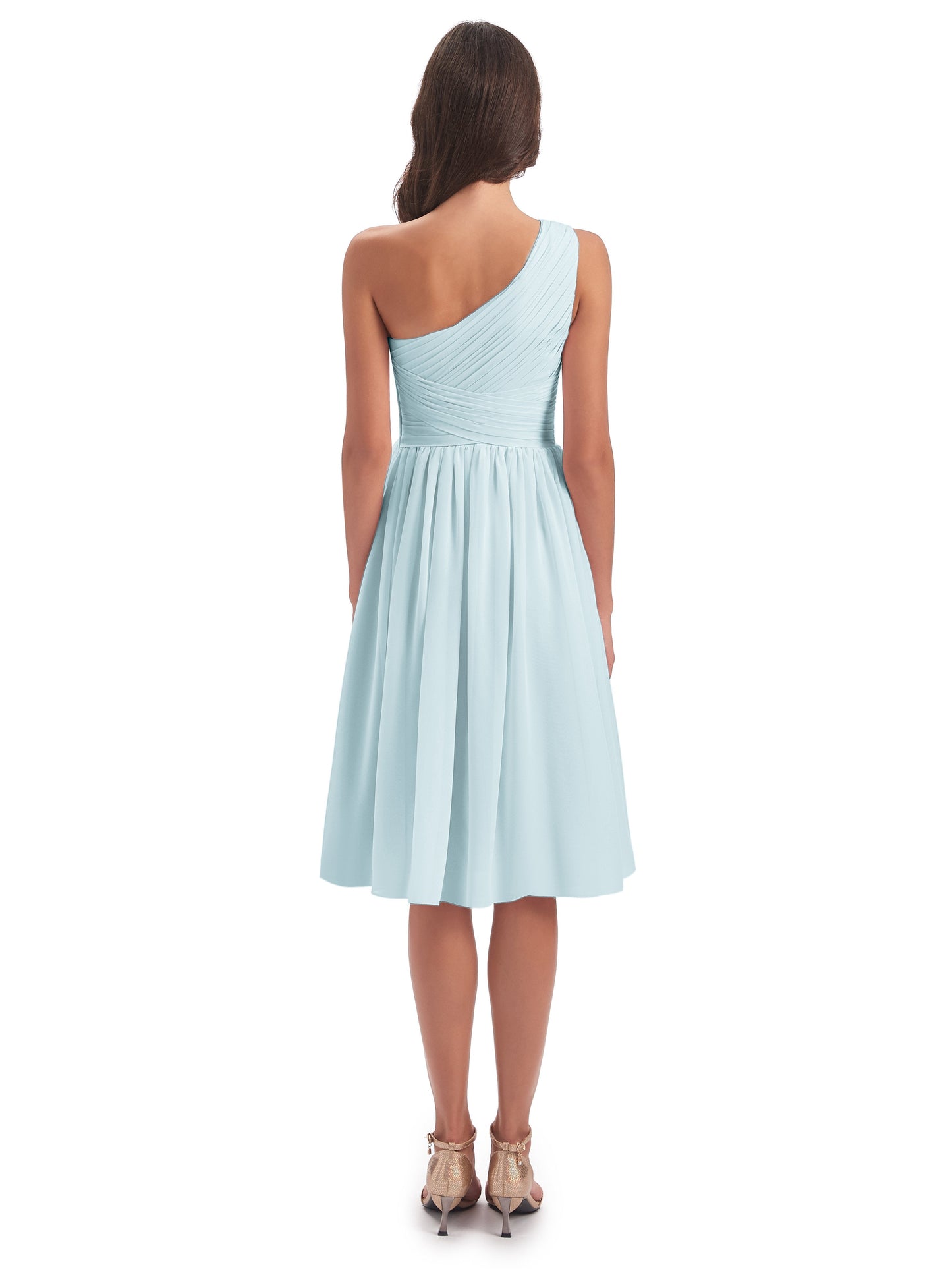 Natalie Knee Length One Shoulder Chiffon Bridesmaid Dresses