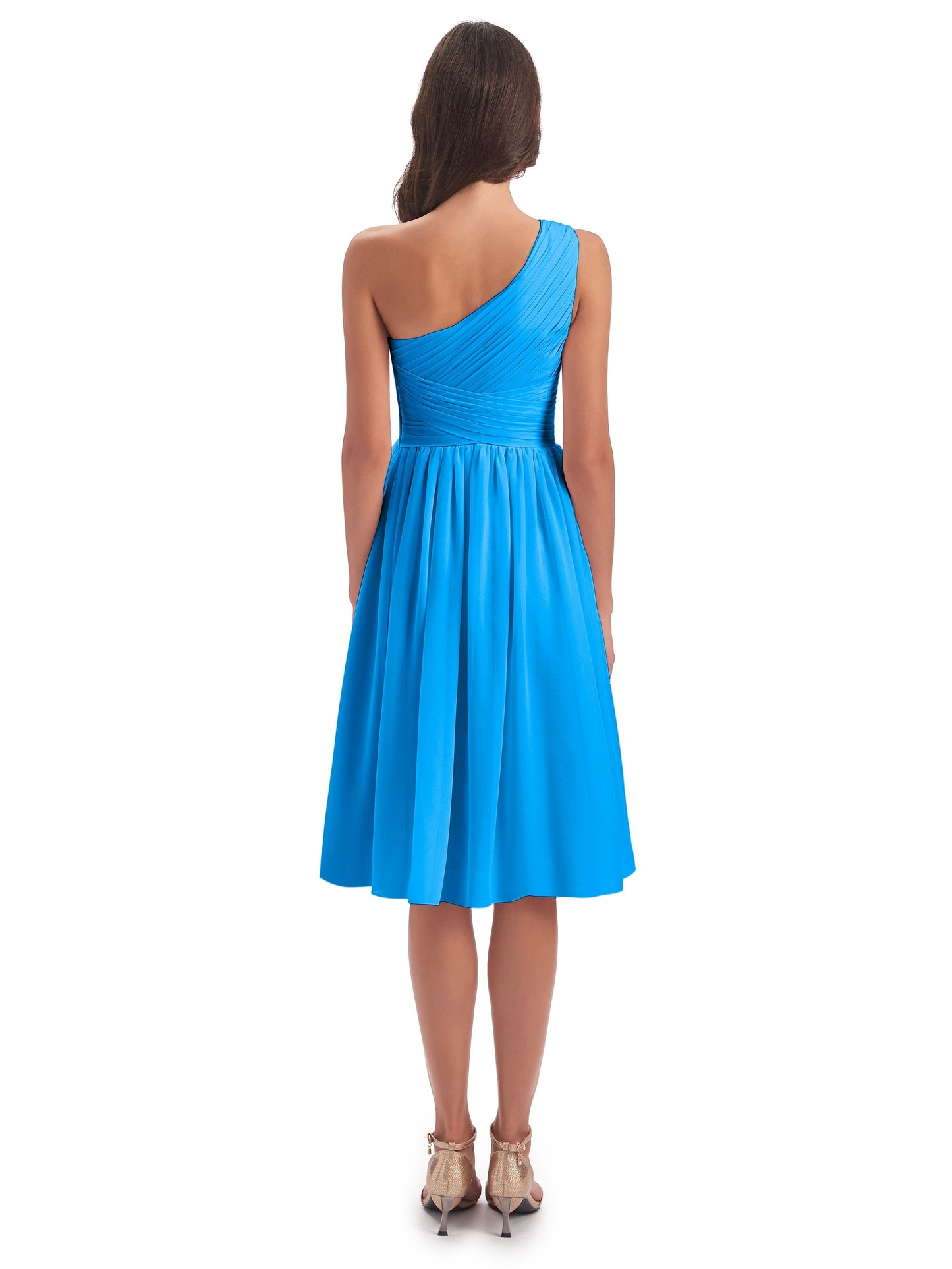 Natalie Knee Length One Shoulder Chiffon Bridesmaid Dresses
