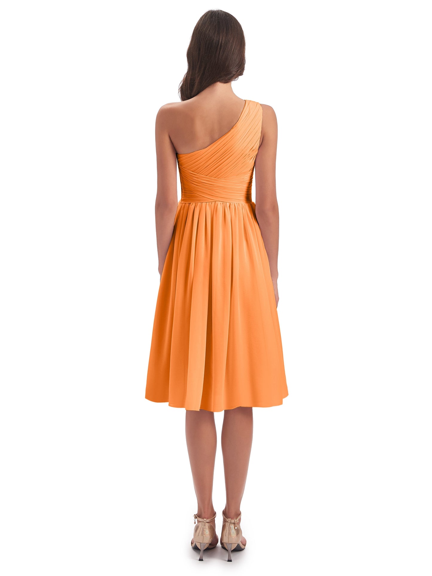 Natalie Knee Length One Shoulder Chiffon Bridesmaid Dresses