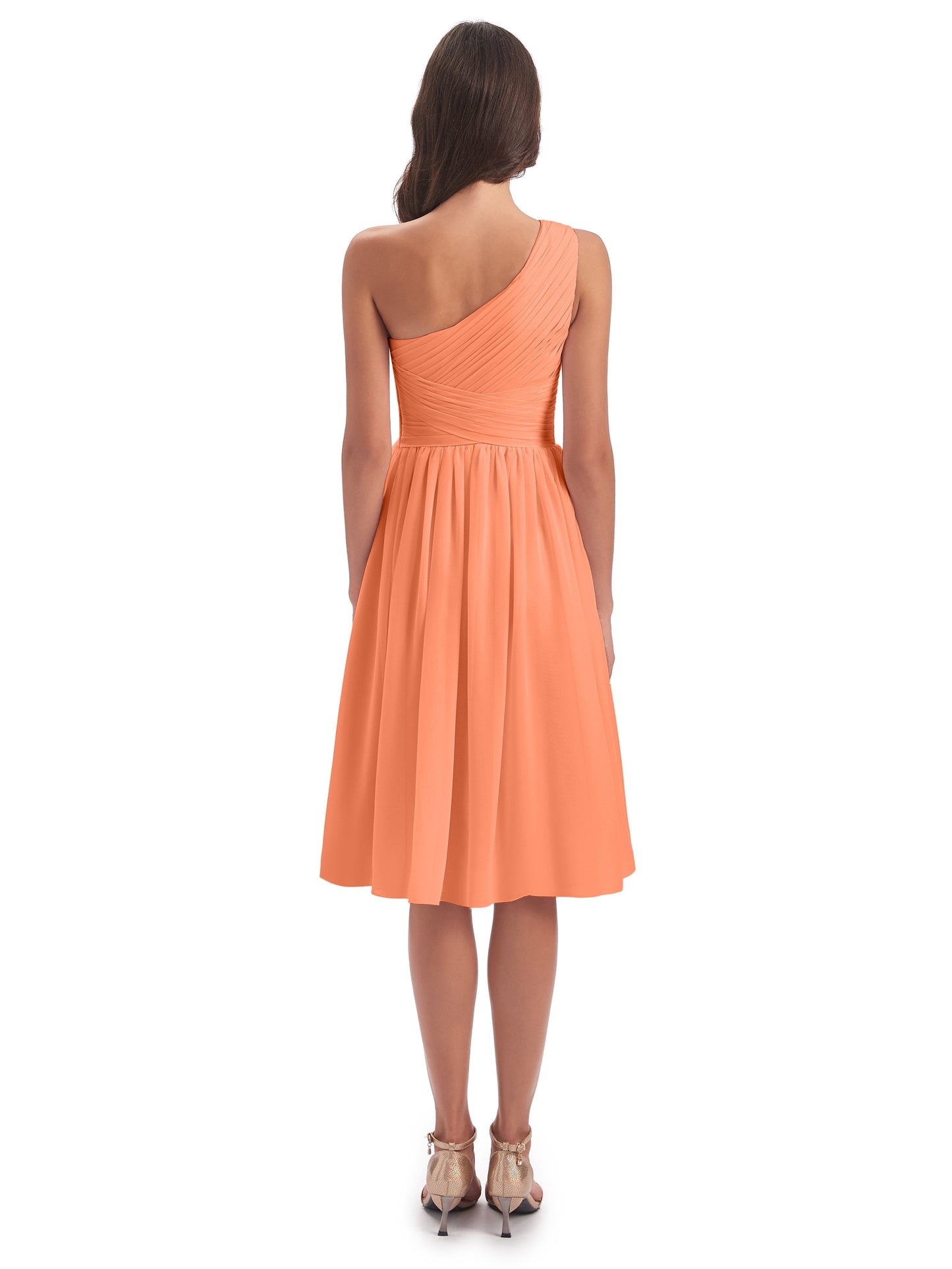 Natalie Knee Length One Shoulder Chiffon Bridesmaid Dresses