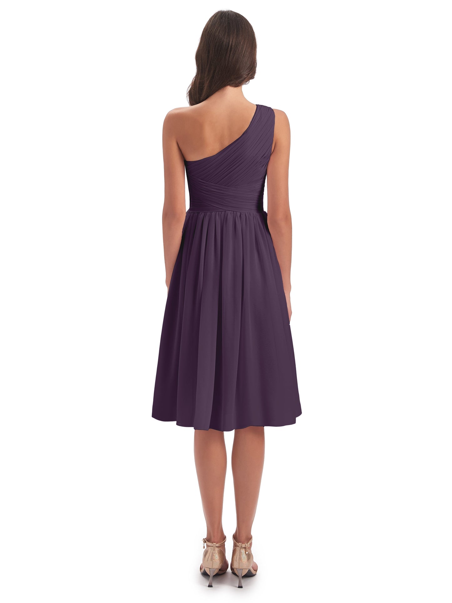 Natalie Knee Length One Shoulder Chiffon Bridesmaid Dresses