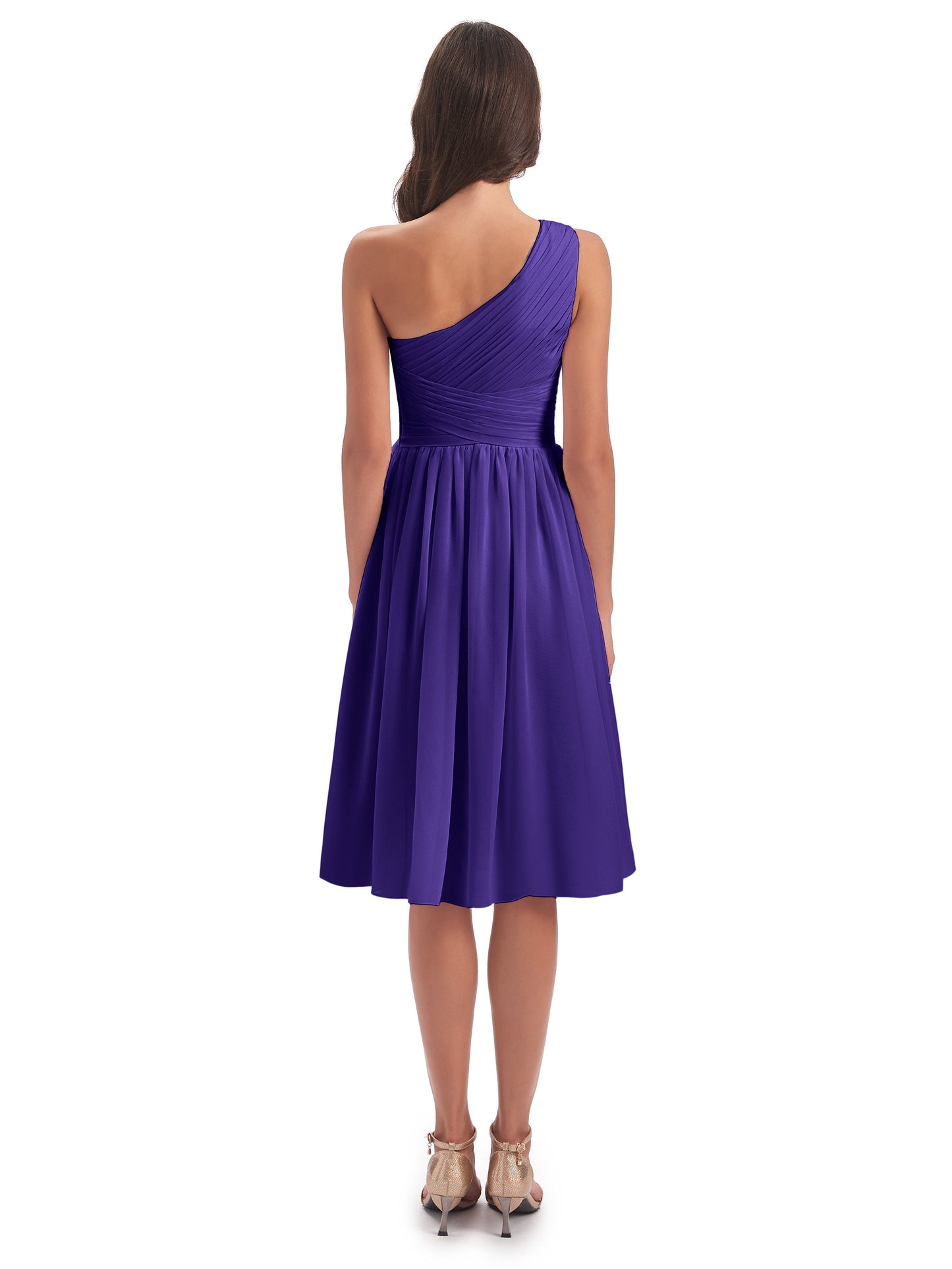 Natalie Knee Length One Shoulder Chiffon Bridesmaid Dresses