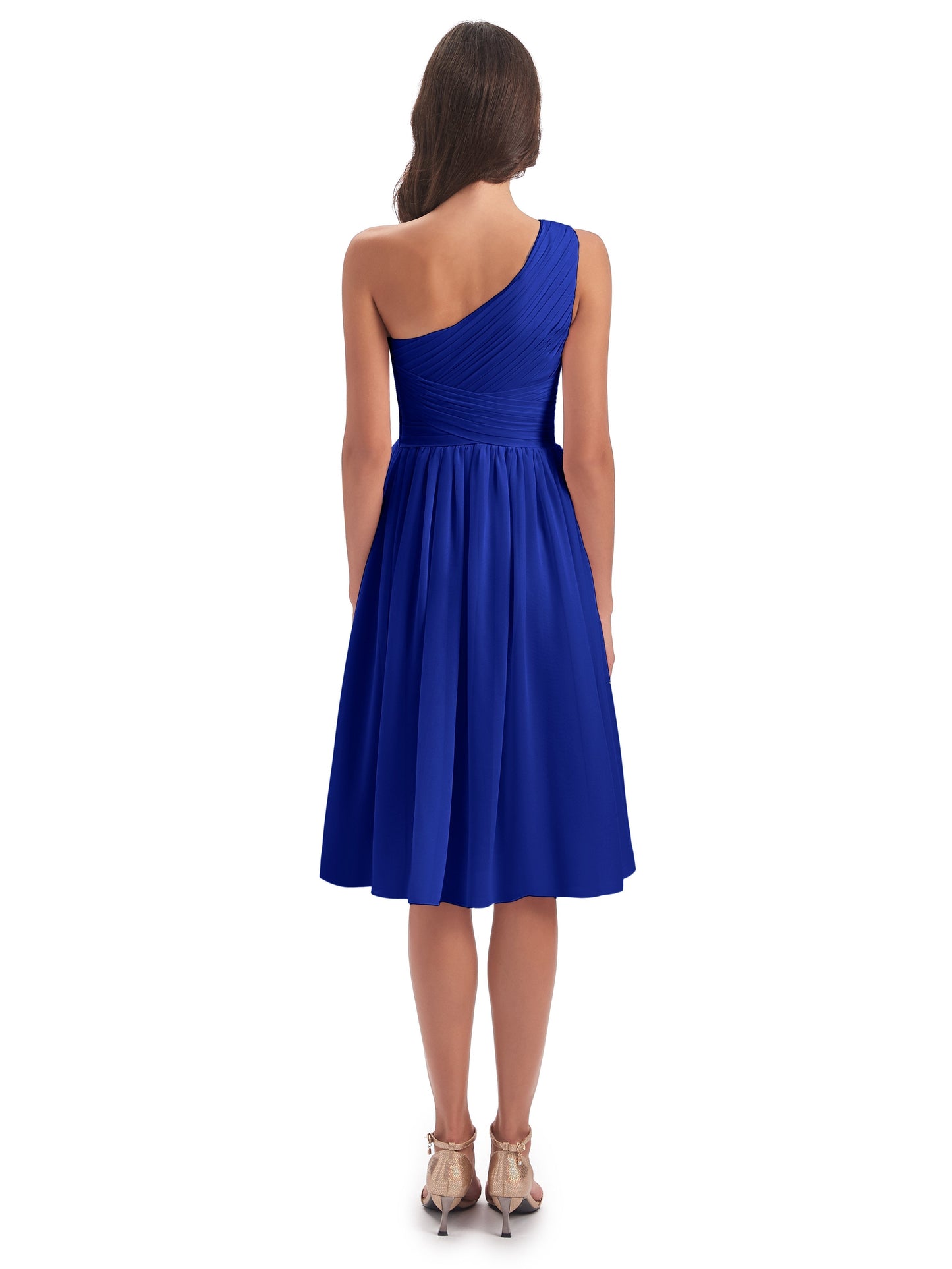 Natalie Knee Length One Shoulder Chiffon Bridesmaid Dresses