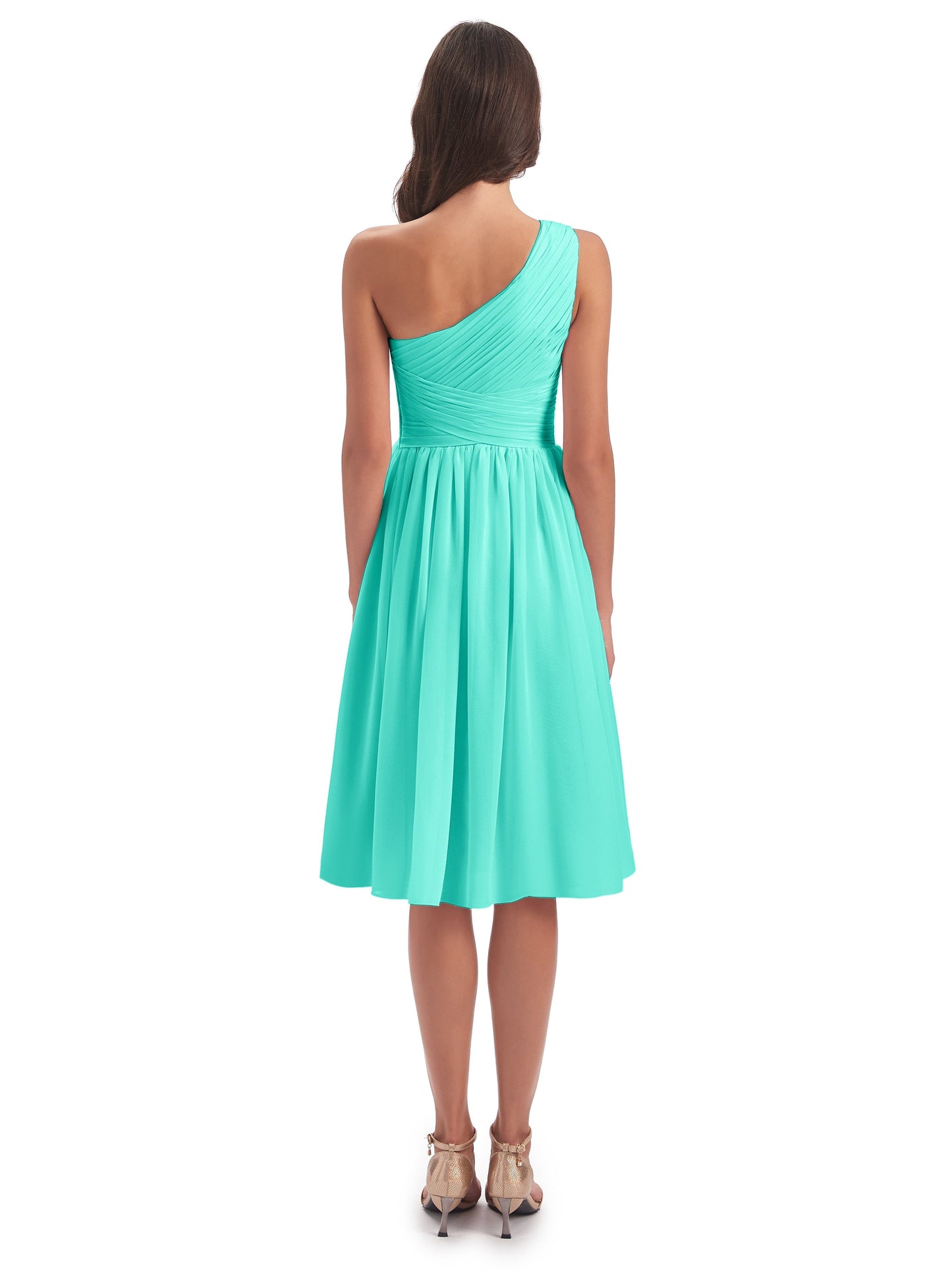 Natalie Knee Length One Shoulder Chiffon Bridesmaid Dresses