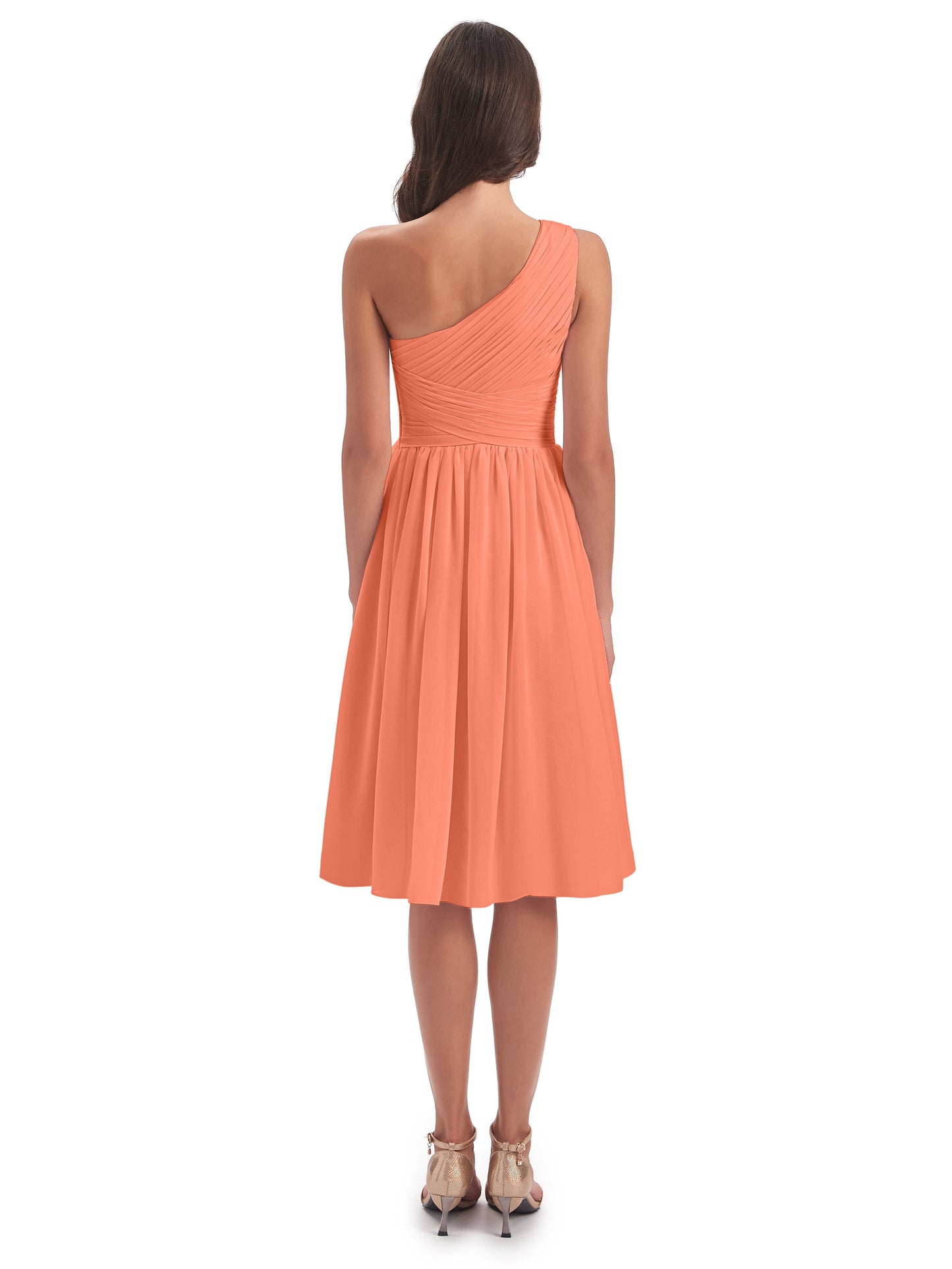 Natalie Knee Length One Shoulder Chiffon Bridesmaid Dresses