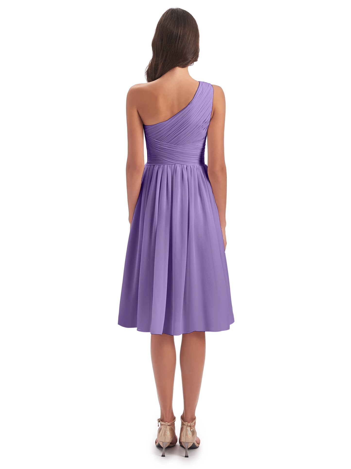 Natalie Knee Length One Shoulder Chiffon Bridesmaid Dresses
