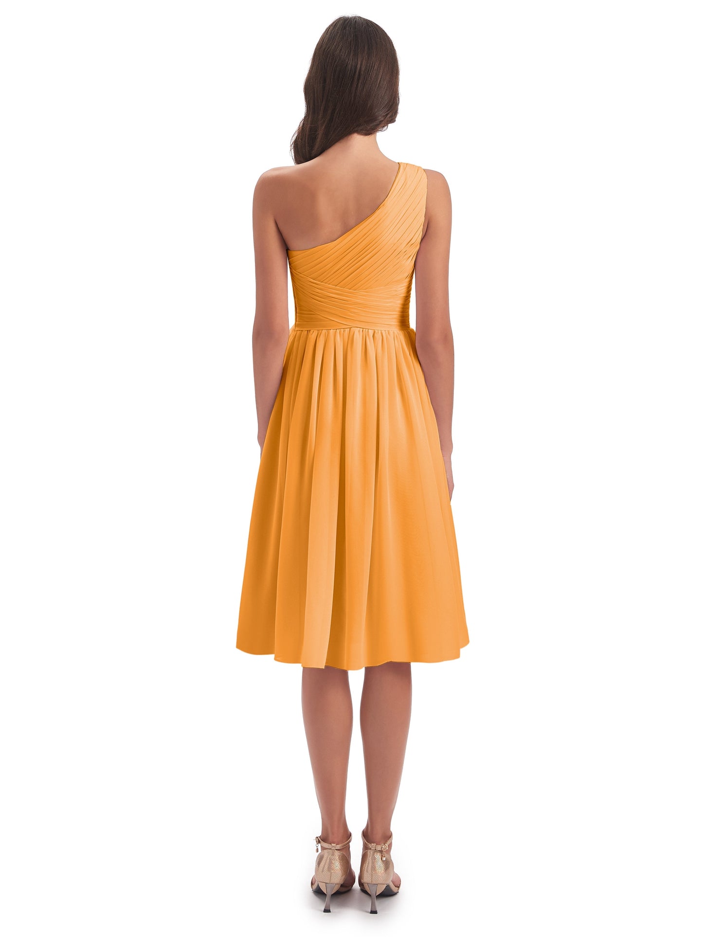 Natalie Knee Length One Shoulder Chiffon Bridesmaid Dresses