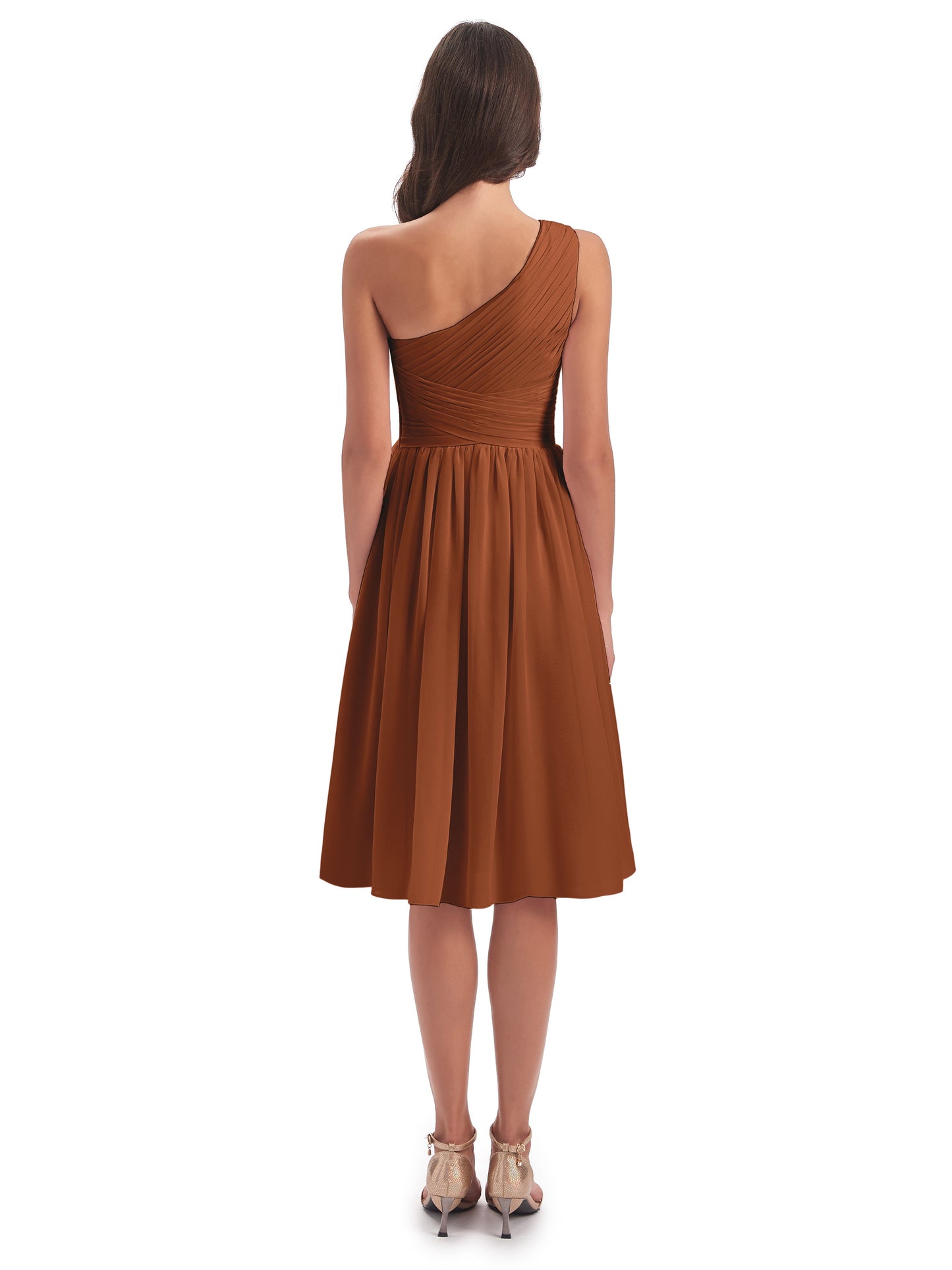 Natalie Knee Length One Shoulder Chiffon Bridesmaid Dresses