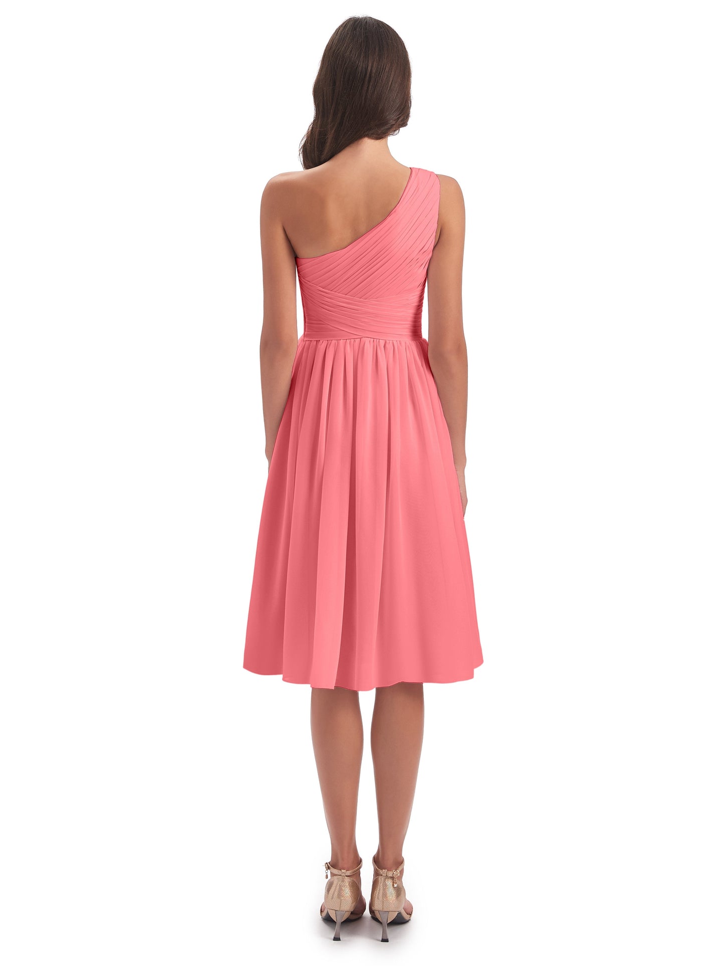 Natalie Knee Length One Shoulder Chiffon Bridesmaid Dresses