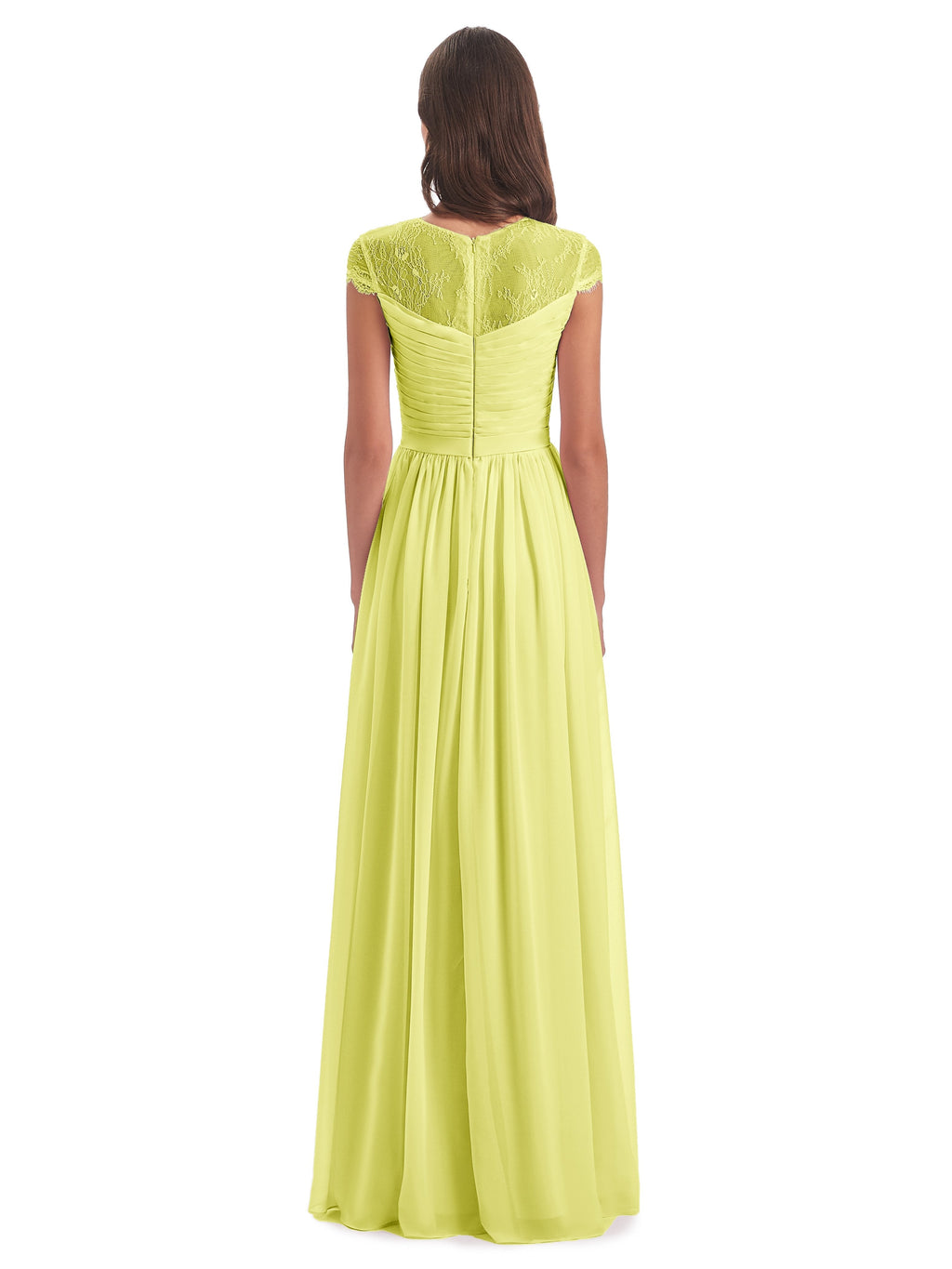 Nora Illusion Cap Sleeves Lace Long Bridesmaid Dresses
