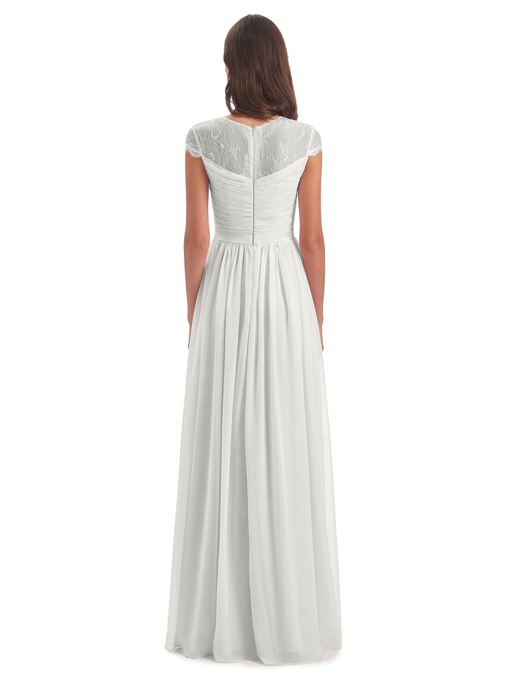 Nora Illusion Cap Sleeves Lace Long Bridesmaid Dresses