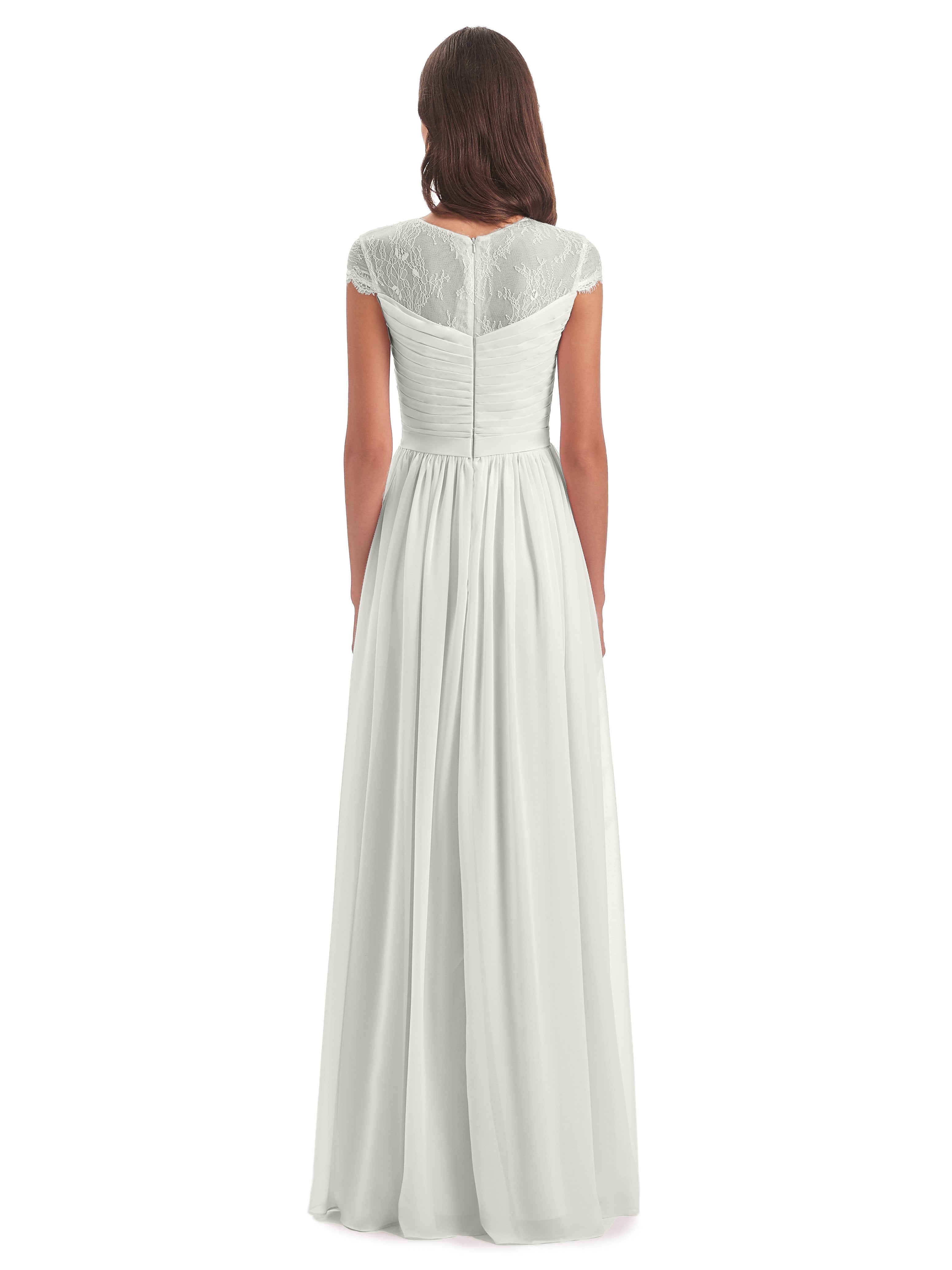 Nora Illusion Cap Sleeves Lace Long Bridesmaid Dresses