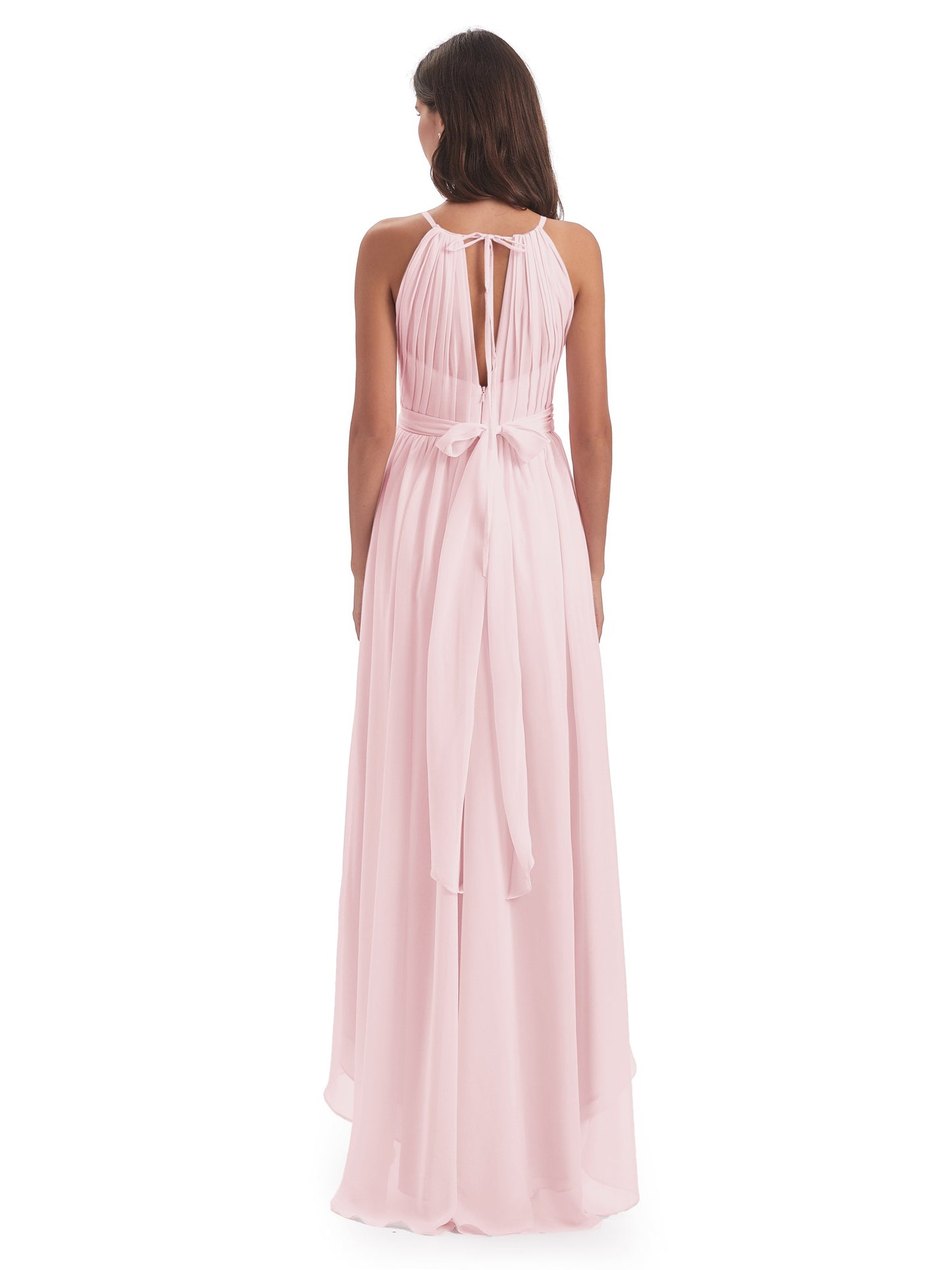 Oaklee Asymmetrical High Low Halter Chiffon Bridesmaid Dresses