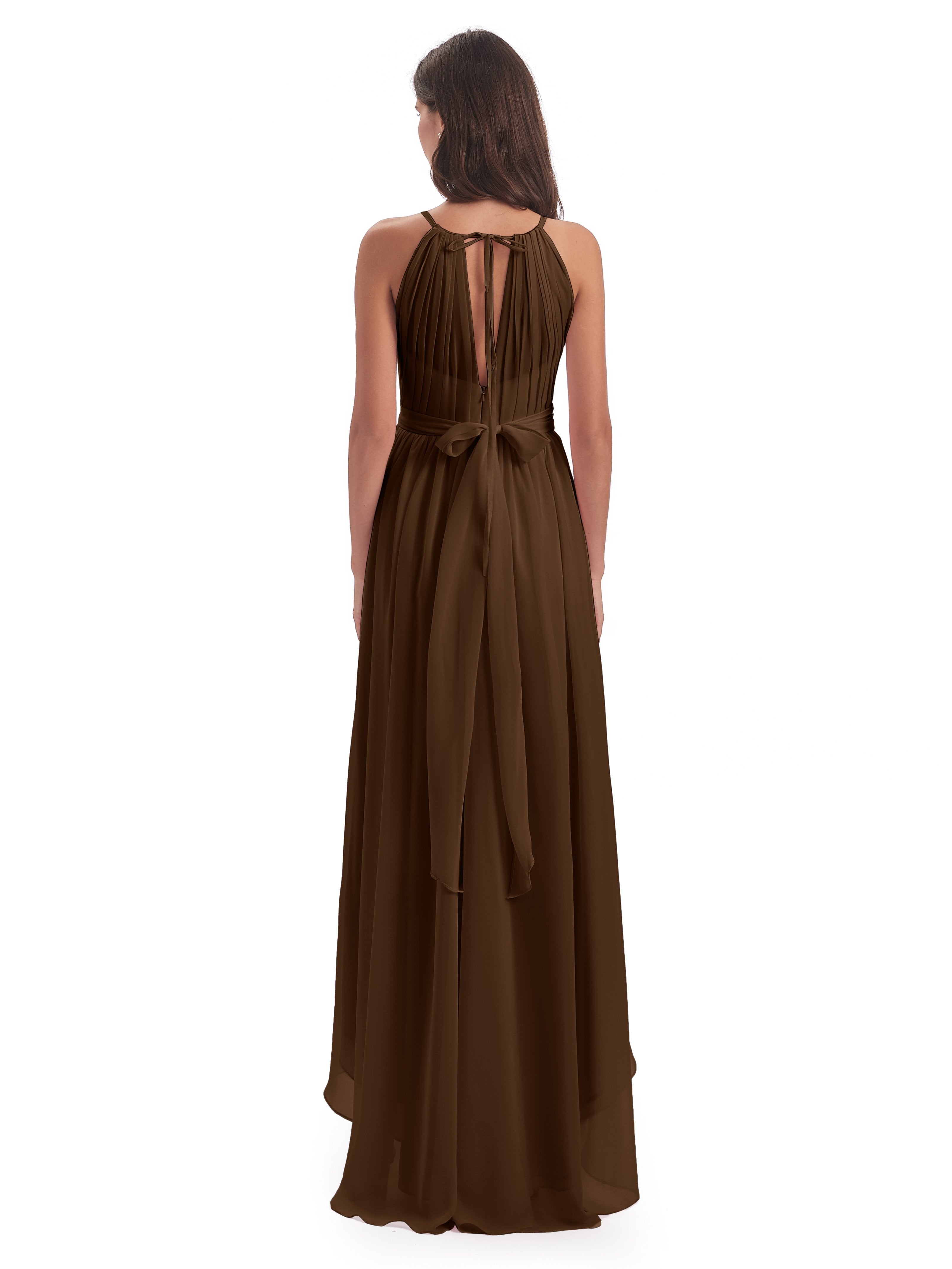 Oaklee Asymmetrical High Low Halter Chiffon Bridesmaid Dresses