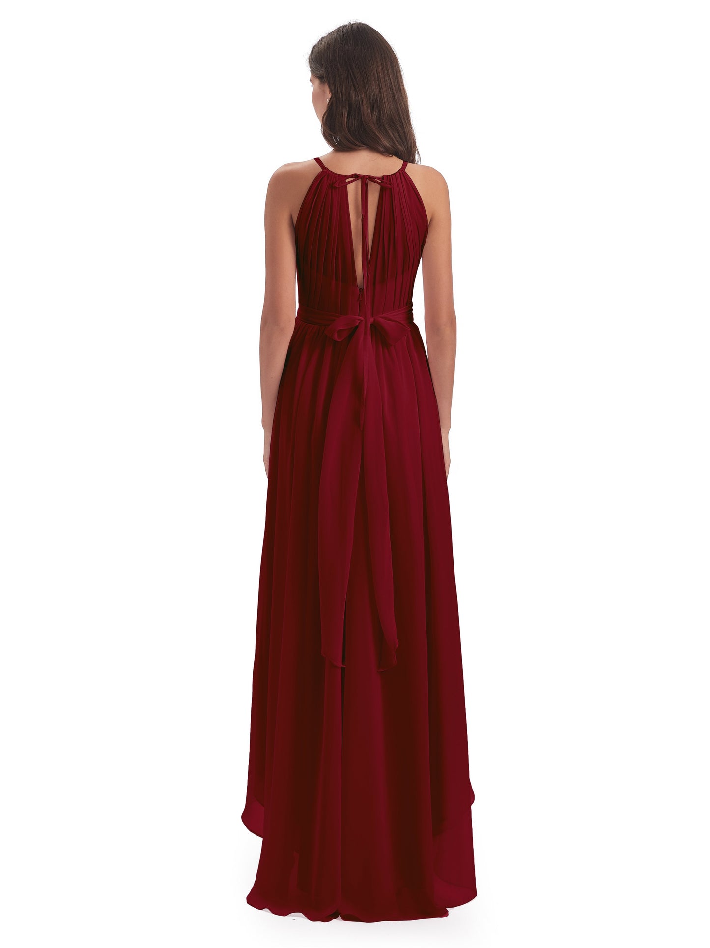 Oaklee Asymmetrical High Low Halter Chiffon Bridesmaid Dresses
