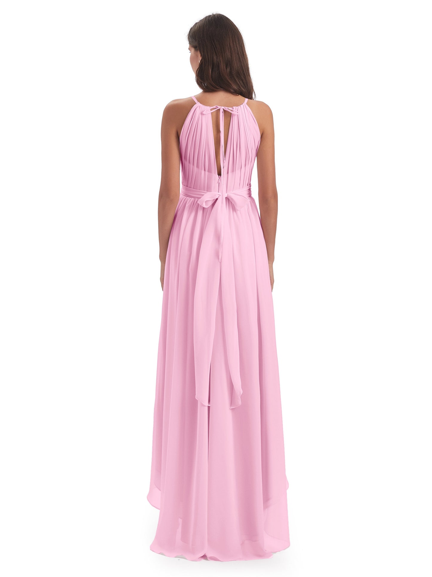 Oaklee Asymmetrical High Low Halter Chiffon Bridesmaid Dresses