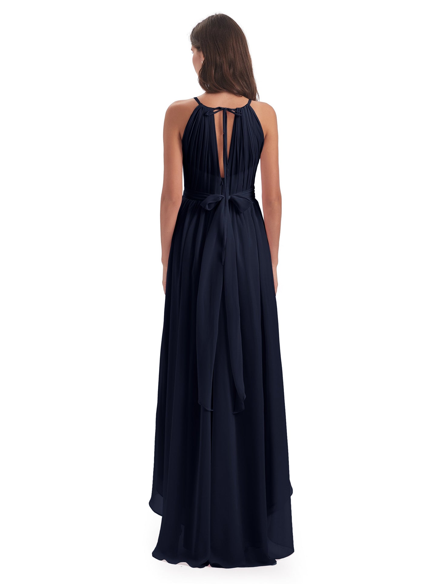 Oaklee Asymmetrical High Low Halter Chiffon Bridesmaid Dresses