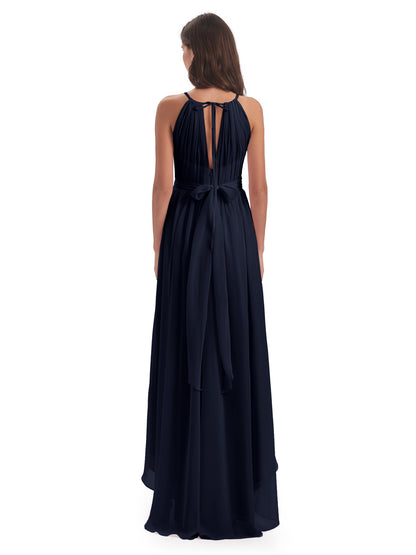 Oaklee Asymmetrical High Low Halter Chiffon Bridesmaid Dresses