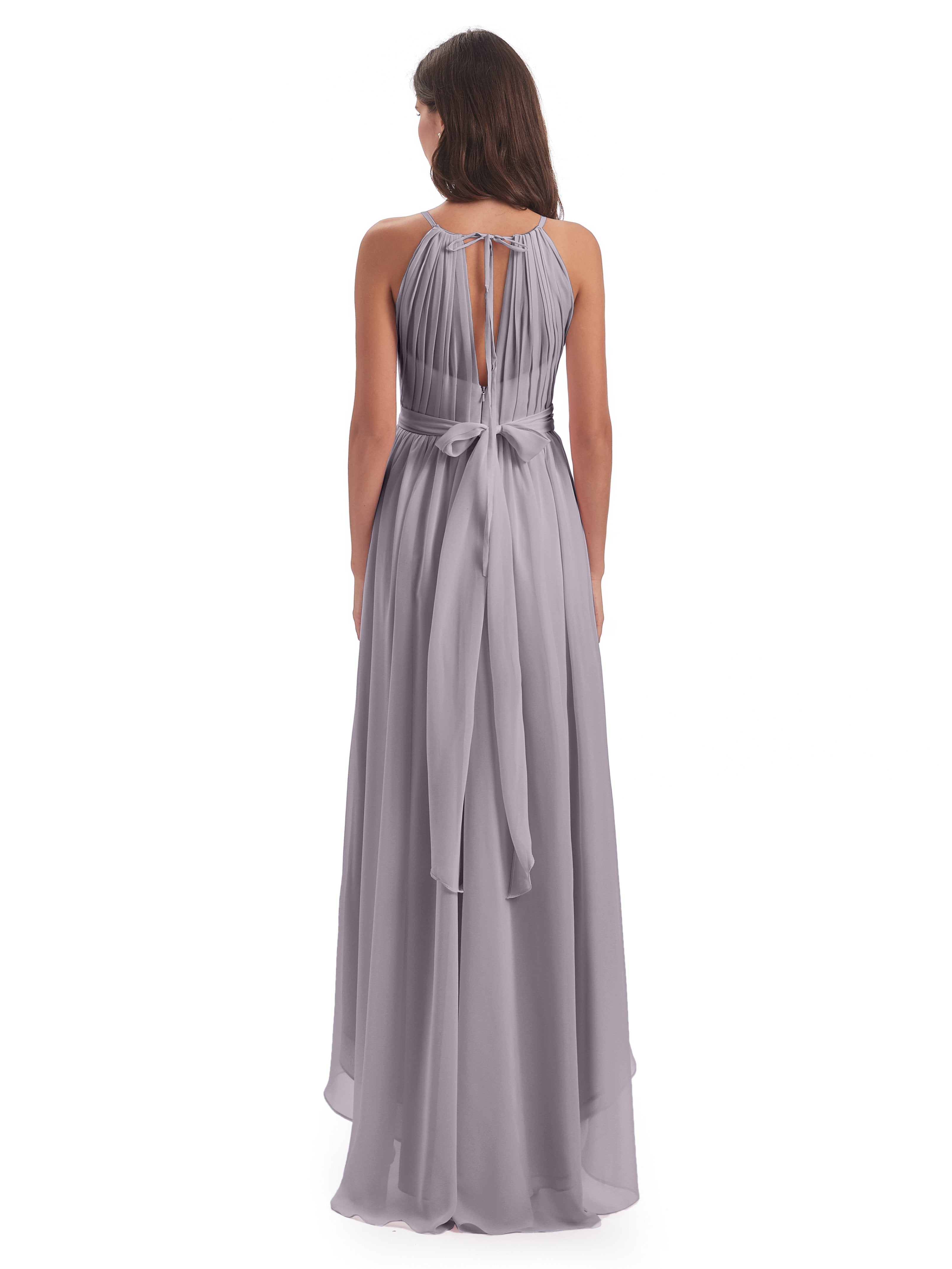 Oaklee Asymmetrical High Low Halter Chiffon Bridesmaid Dresses