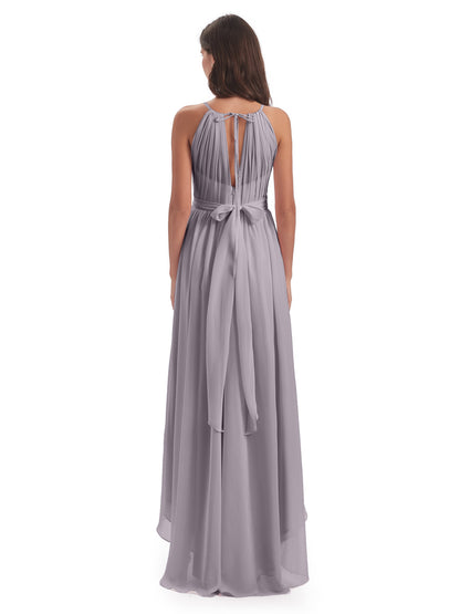 Oaklee Asymmetrical High Low Halter Chiffon Bridesmaid Dresses