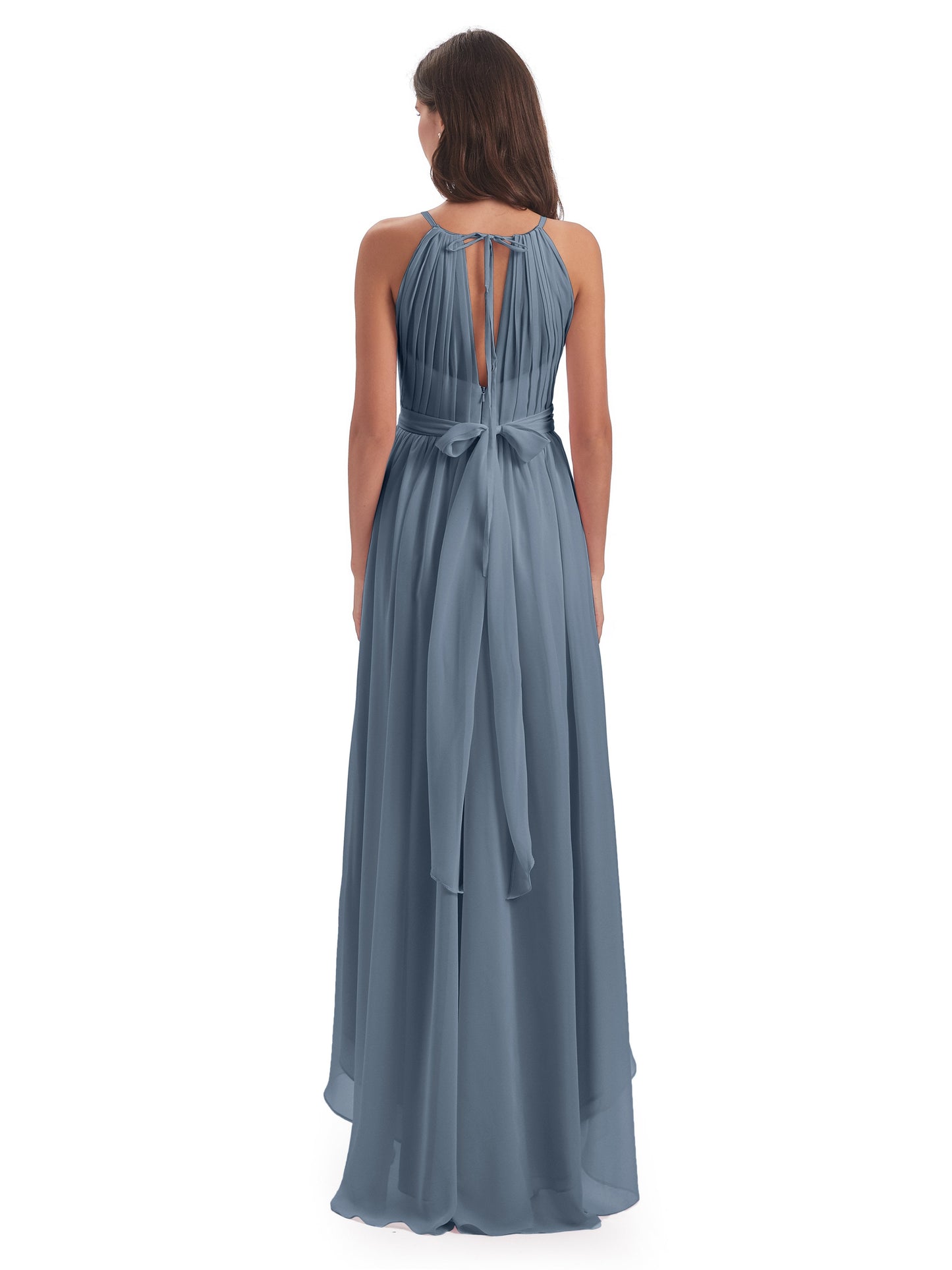 Oaklee Asymmetrical High Low Halter Chiffon Bridesmaid Dresses