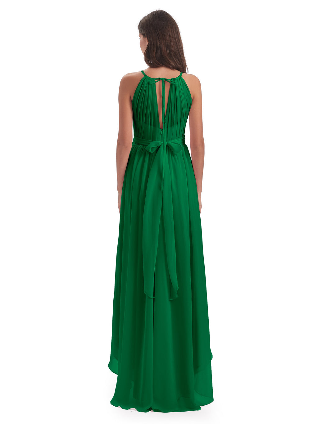 Oaklee Asymmetrical High Low Halter Chiffon Bridesmaid Dresses