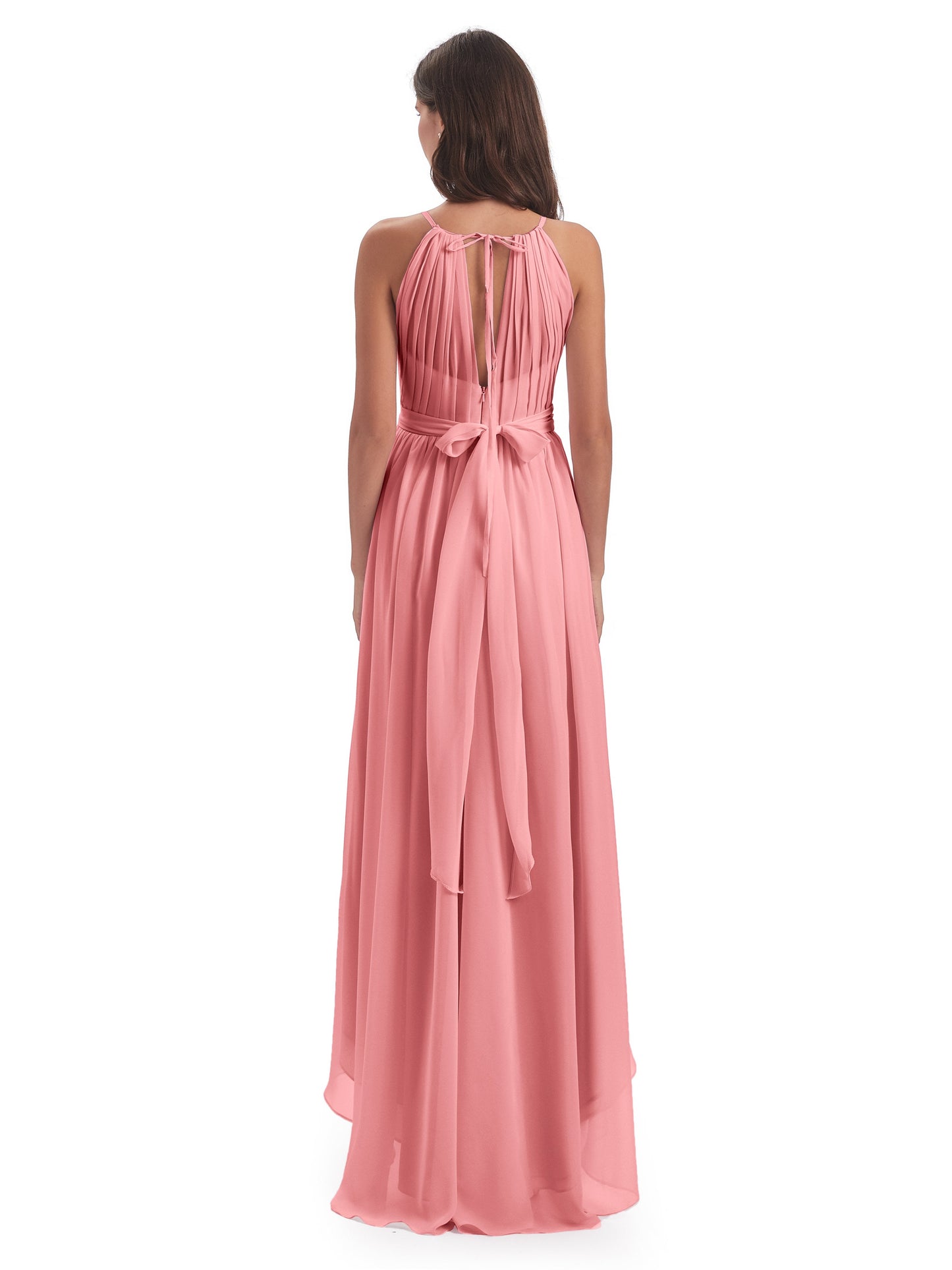 Oaklee Asymmetrical High Low Halter Chiffon Bridesmaid Dresses