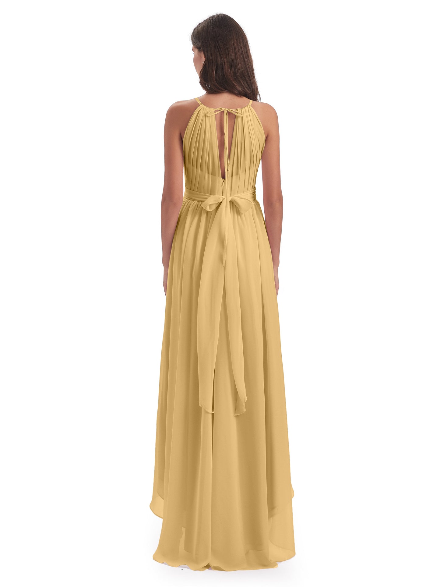 Oaklee Asymmetrical High Low Halter Chiffon Bridesmaid Dresses