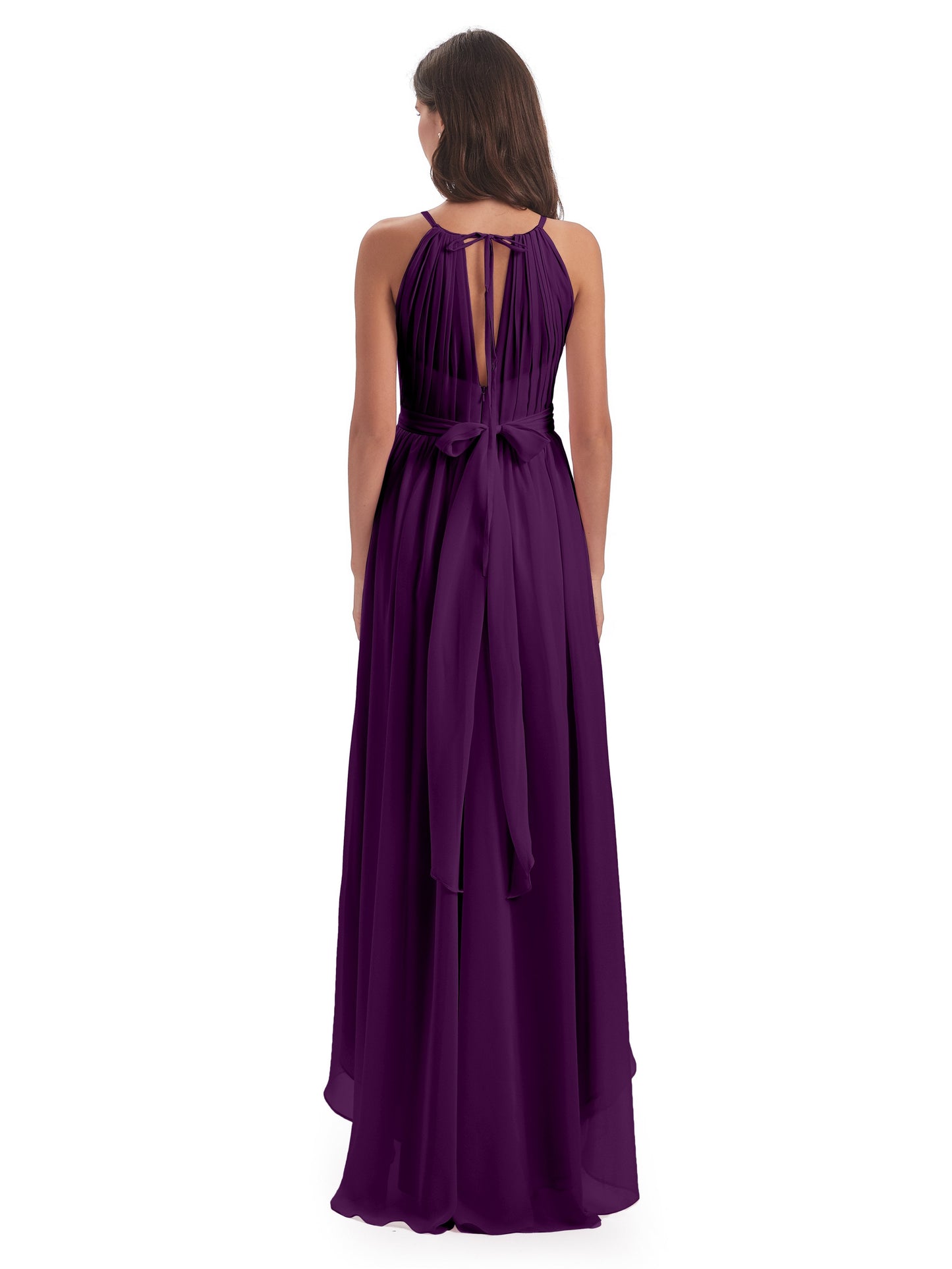 Oaklee Asymmetrical High Low Halter Chiffon Bridesmaid Dresses
