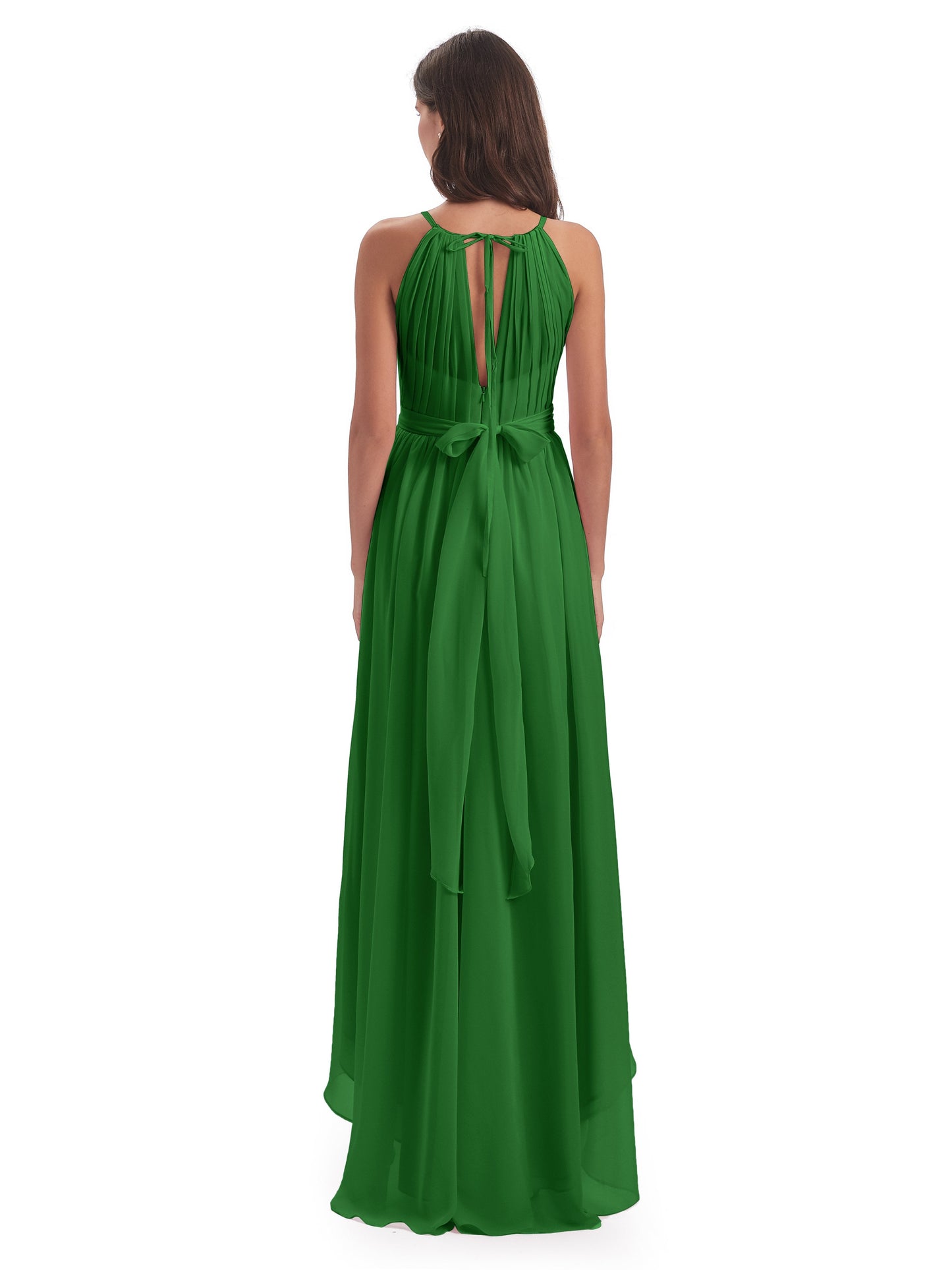 Oaklee Asymmetrical High Low Halter Chiffon Bridesmaid Dresses