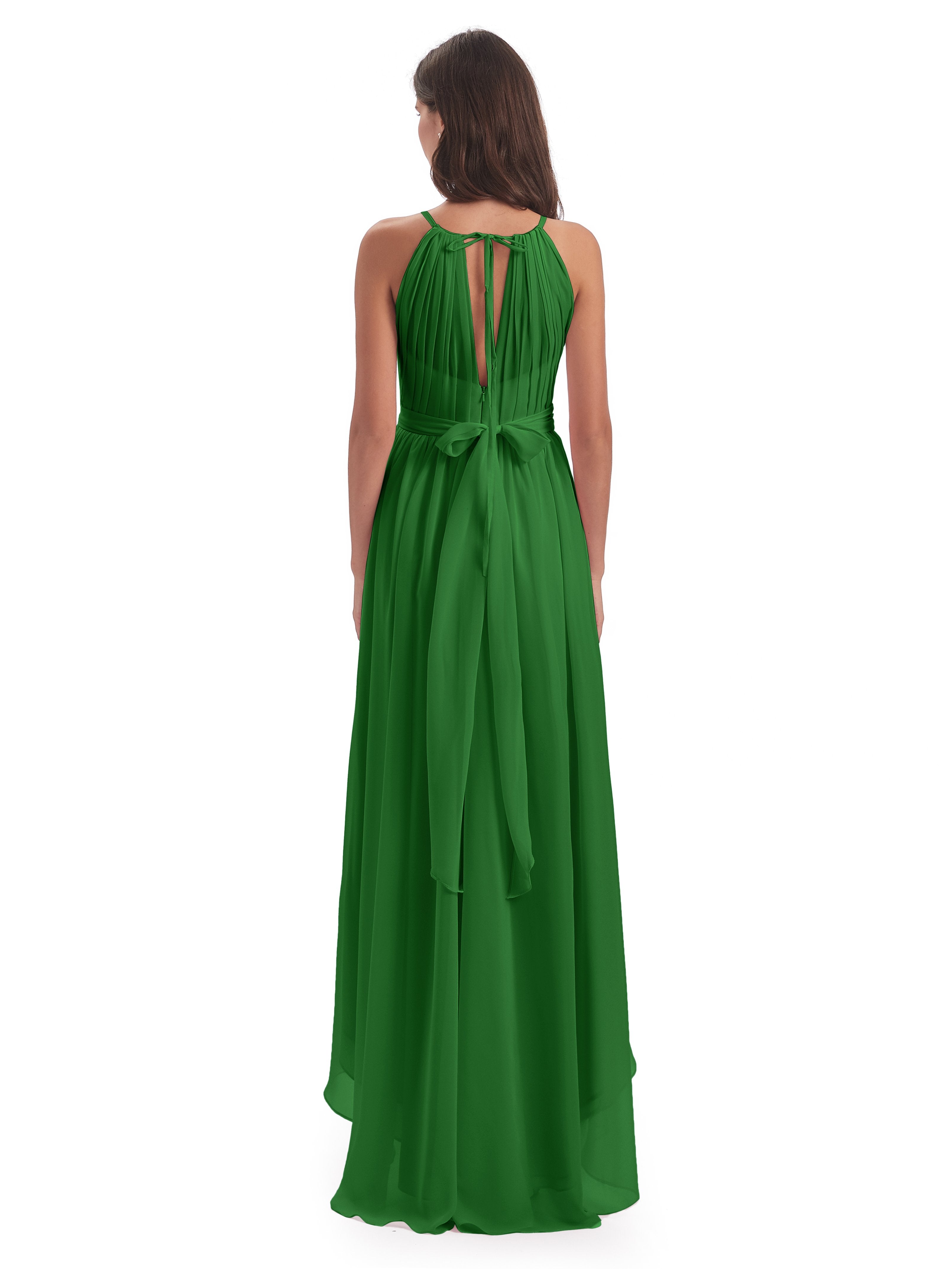 Oaklee Asymmetrical High Low Halter Chiffon Bridesmaid Dresses