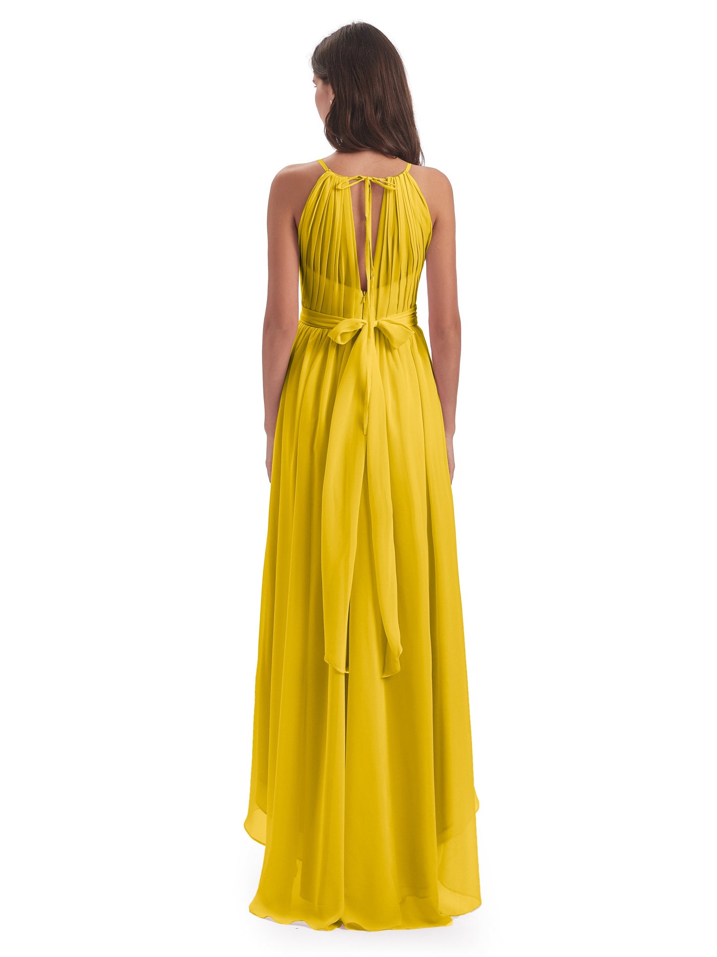 Oaklee Asymmetrical High Low Halter Chiffon Bridesmaid Dresses