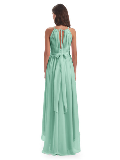 Oaklee Asymmetrical High Low Halter Chiffon Bridesmaid Dresses