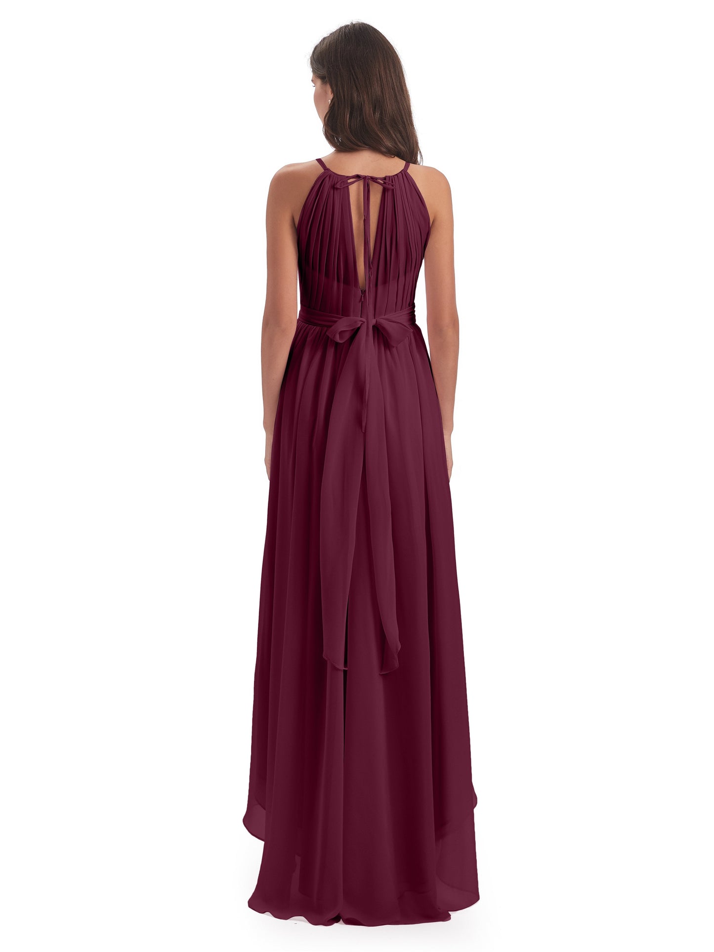 Oaklee Asymmetrical High Low Halter Chiffon Bridesmaid Dresses
