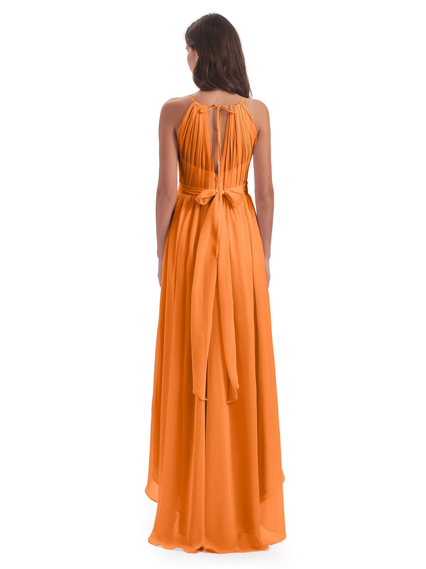 Oaklee Asymmetrical High Low Halter Chiffon Bridesmaid Dresses