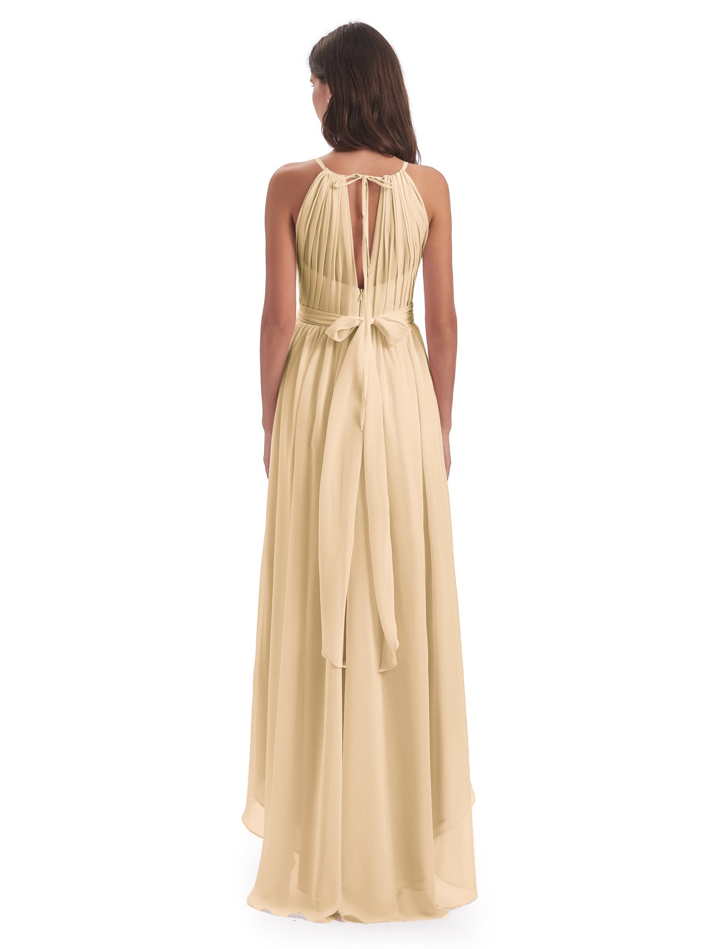 Oaklee Asymmetrical High Low Halter Chiffon Bridesmaid Dresses