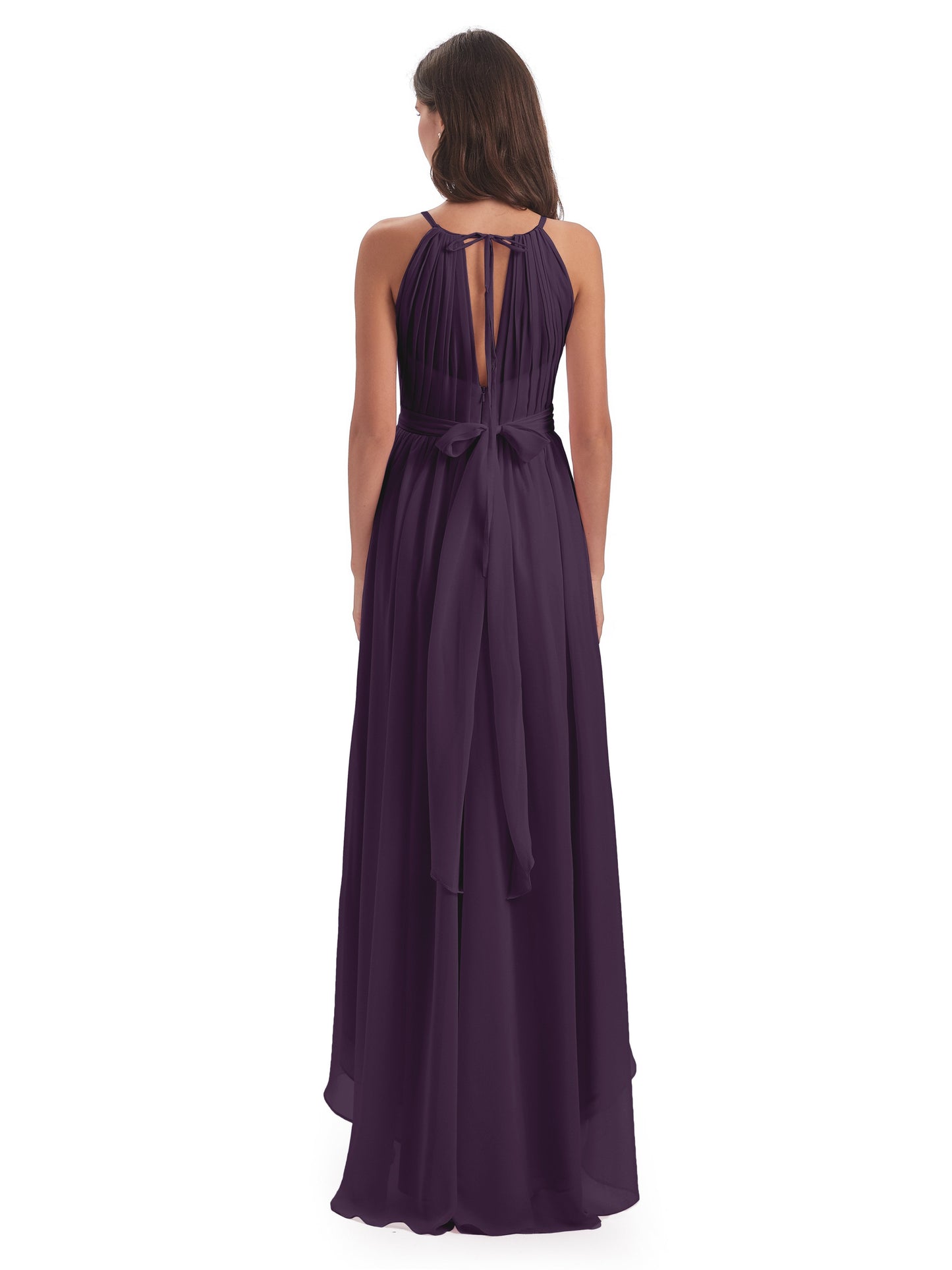 Oaklee Asymmetrical High Low Halter Chiffon Bridesmaid Dresses