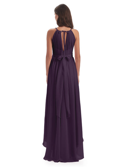 Oaklee Asymmetrical High Low Halter Chiffon Bridesmaid Dresses